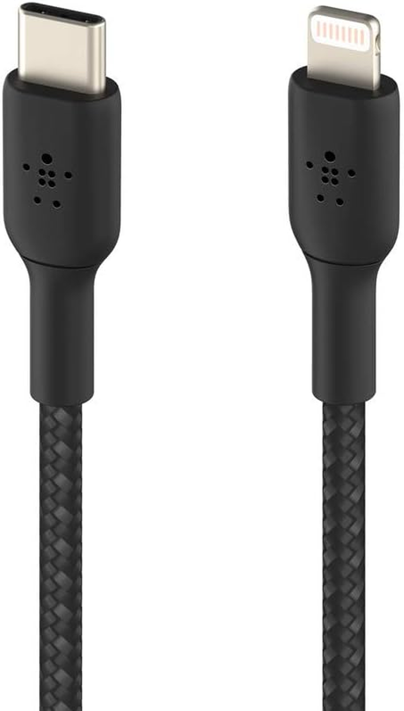 Belkin Braided USB-C to Lightning Cable (Iphone Fast Charging Cable for Iphone 8 or Later) Boost Charge Mfi-Certified Iphone USB-C Cable, Black 2M, 6.6FT (Caa004Bt2Mbk) image number 6