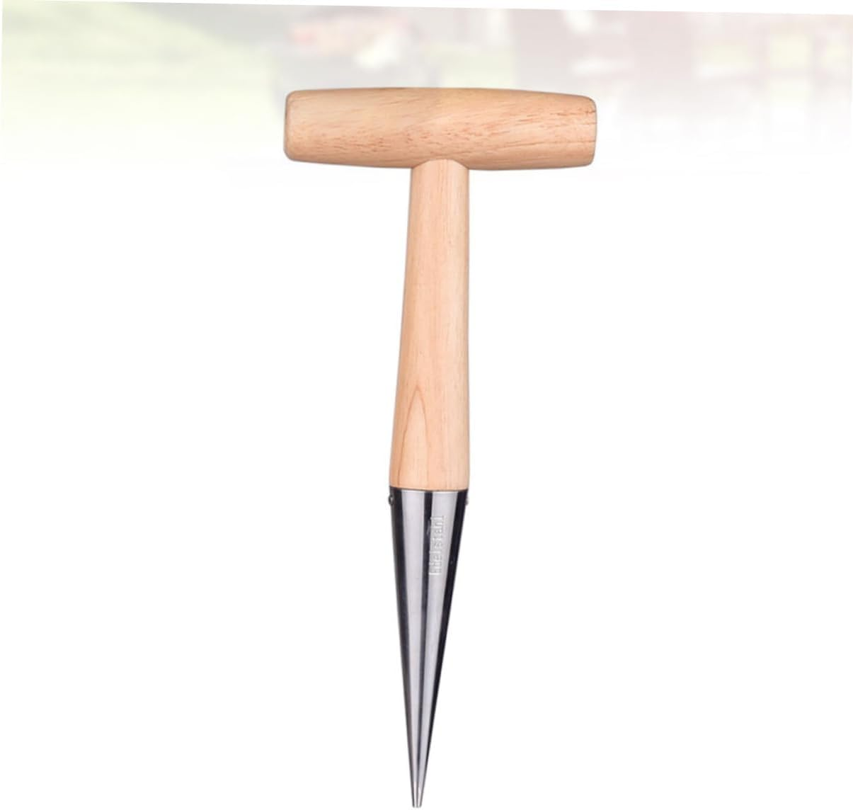 Gardening Hole Puncher Metal Dibber Wood Color for Fertilization and Seedling Planting Portable Transplanting Tool Suitable for Outdoor Garden Planting