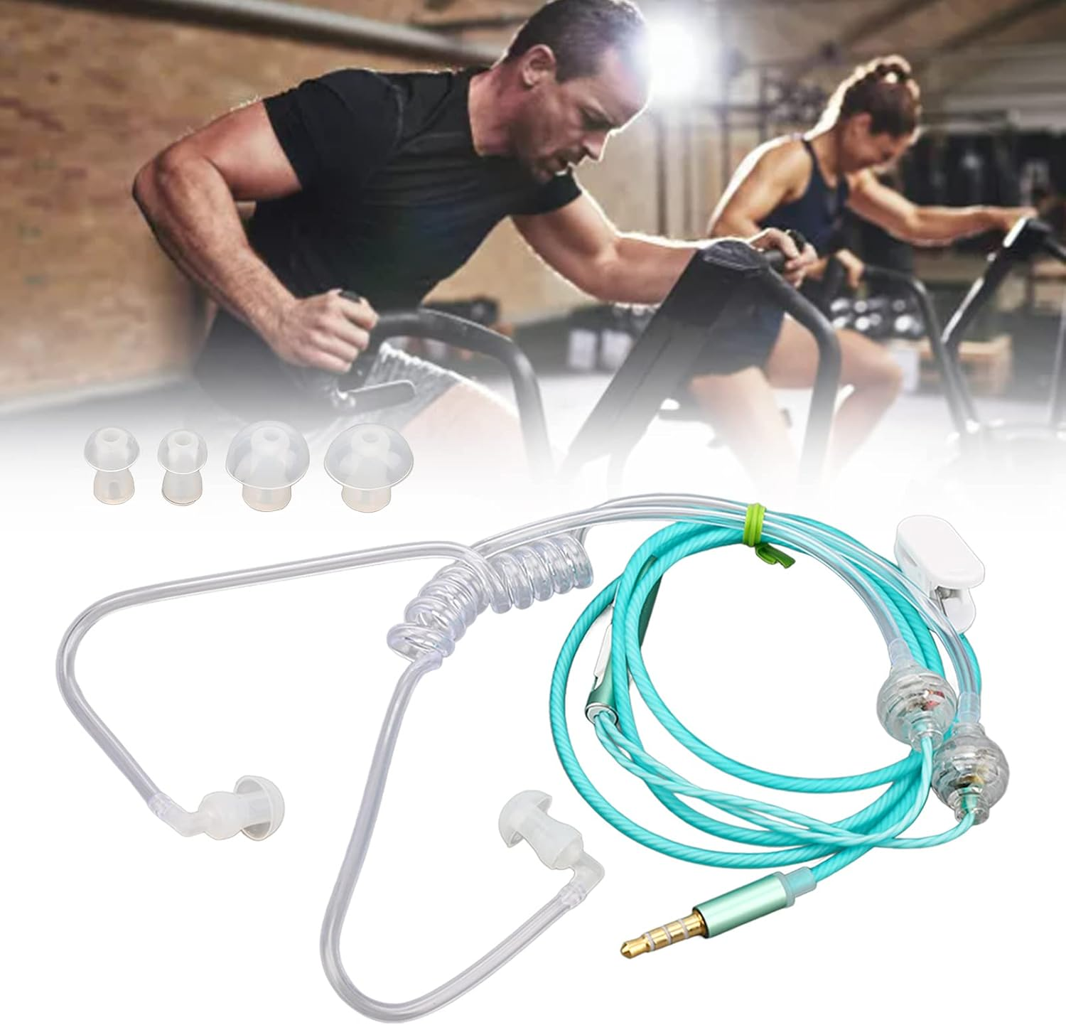 Ergonomic 3.5Mm Air Tube Headset Radiation Noise Reduction for Laptop Tablet Walkie Talkie - Green image number 5