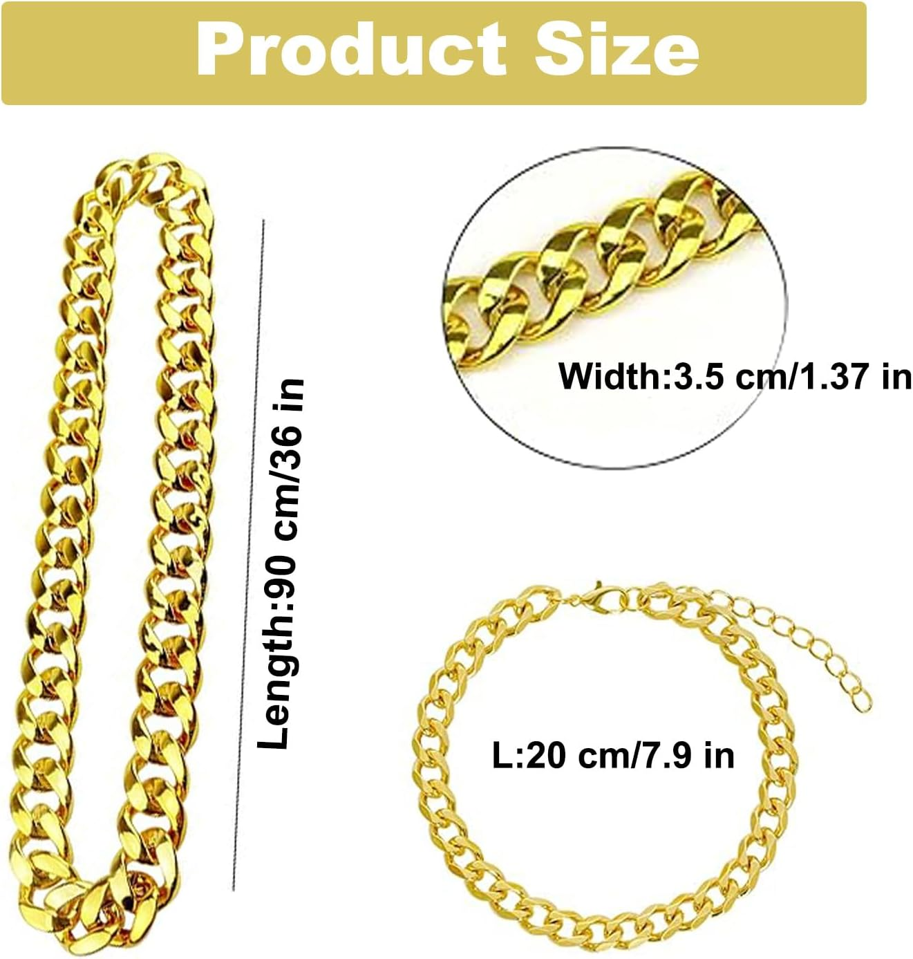 6 Pcs Hip Hop Costume Outfit Jewelry Set, 80S 90S Halloween Pyhot Hip Hop Costume Hip Hop Theme Outfit Costumes Rapper Accessories for Men Women image number 3