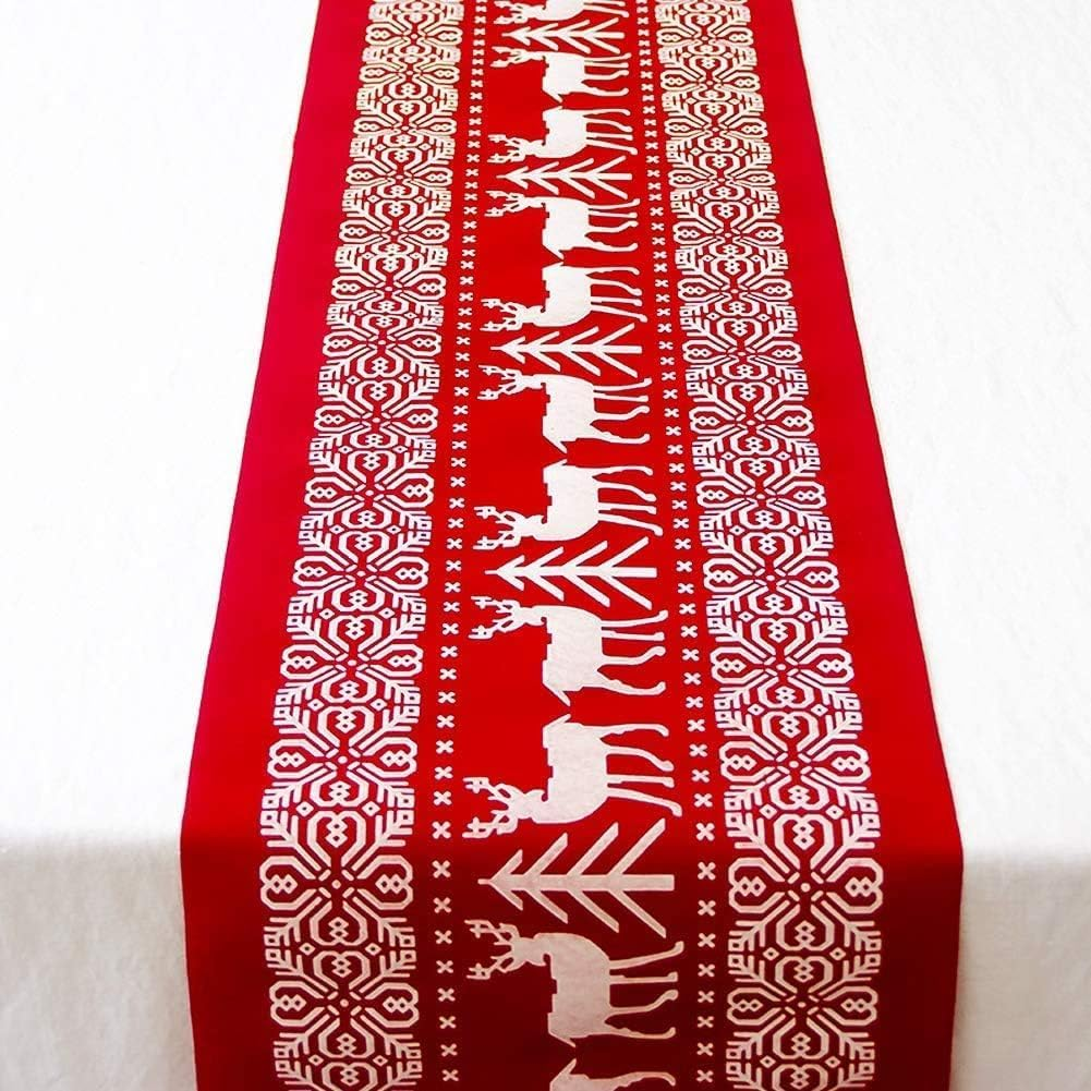 Christmas Table Runners, Christmas Tree Deer Table Runners Printed Linen Xmas Table Linens for Christmas Table Decoration Home Party Tablecover Decor(28 * 270Cm) image number 3
