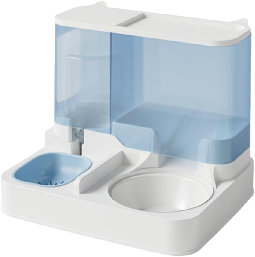 AIMALL 12X10X9.84 Inch Automatic Cat Feeder and Water Dispenser, 2.8L Food Storage, 1L Water Tank, Ceramic and Stainless Steel Bowls for Cats and Dogs