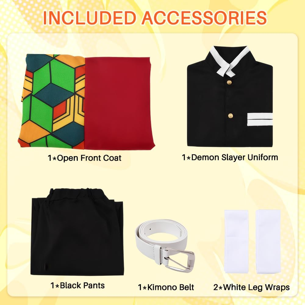 Slowton Kimono Cosplay Costume Set for Kids, Japanese Anime Cosplay Outfits for Halloween Dress Up image number 4