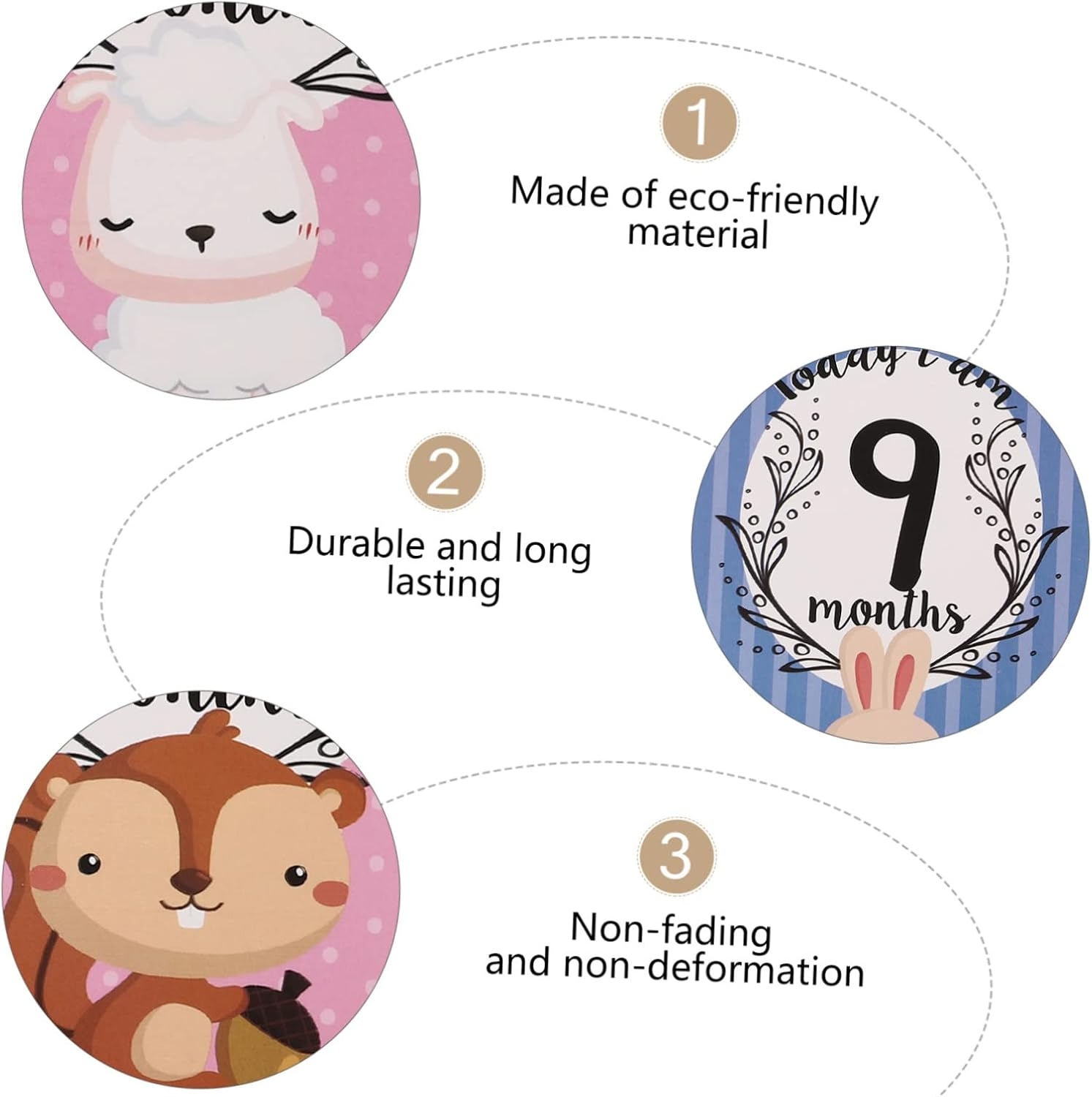 YARNOW 12PCS Monthly Milestone Cards Growth Recording Photo Props for Newborns Dual Sided Easy to Read Design for Capturing Development Moments image number 4