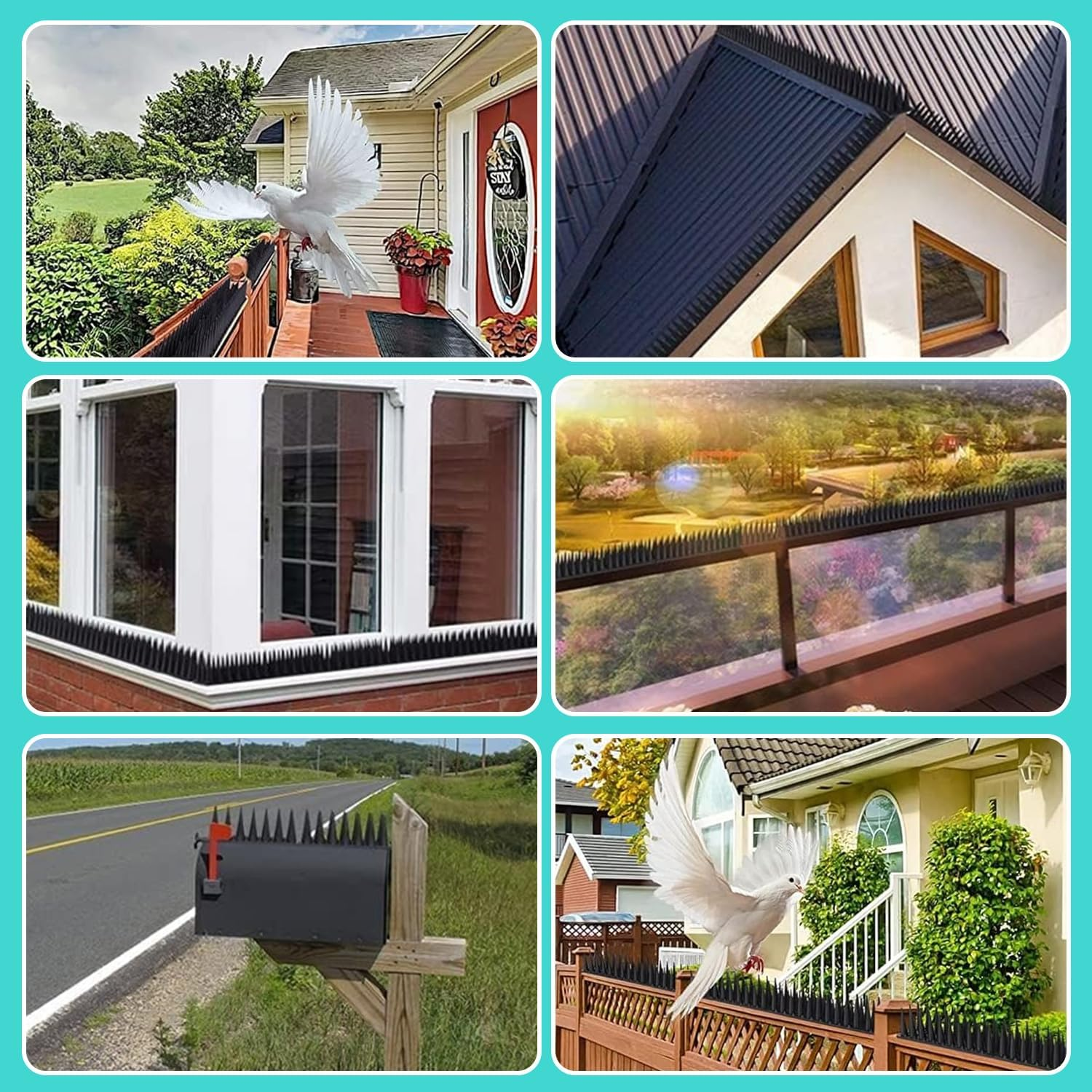 12 PCS Bird Spikes Outdoor Plastic Fence Spikes anti Climb Spikes for Pigeon Cat Racoon, Windowsill Fence Roof Keeping Birds Away, No More Bird Nesting Dropping (Black) image number 1