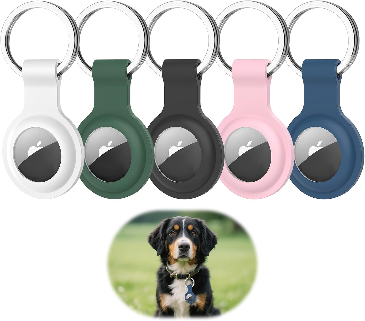 5 Pcs Airtag Holder - Durable Waterproof Airtag Keychain with Soft Silicone Holder, Lightweight and Scratch-Resistant Design, Perfect for Luggage, Keys, Dog Collars, Backpacks, Wallets and More image number 3