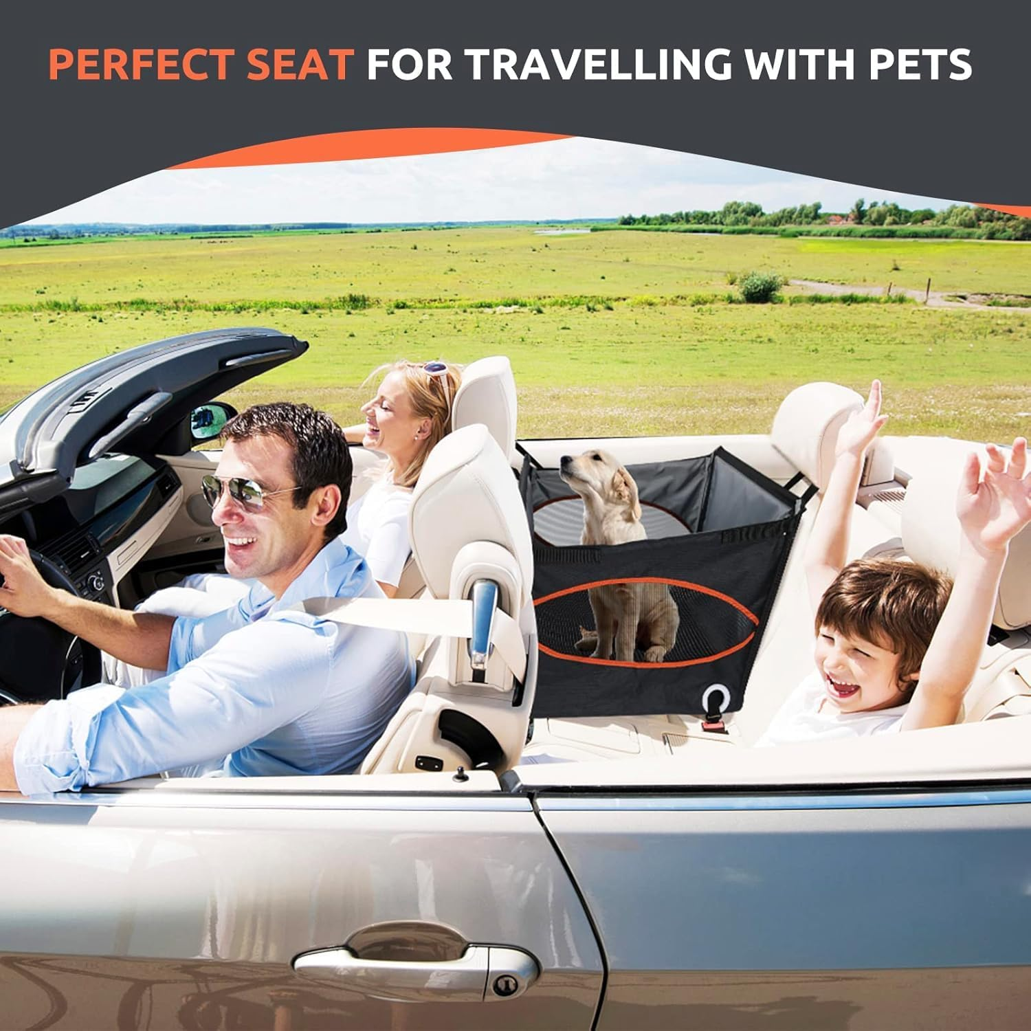 Dog Car Seat for Small/Medium Dogs,Reinforced Dog Hammock for Car Back Seat with Comfortable Pad,Breathable Mesh,Adjustable Safety Belt for Pets' Travel by Cars,Trucks,Suvs Dog Seat (Black) image number 2