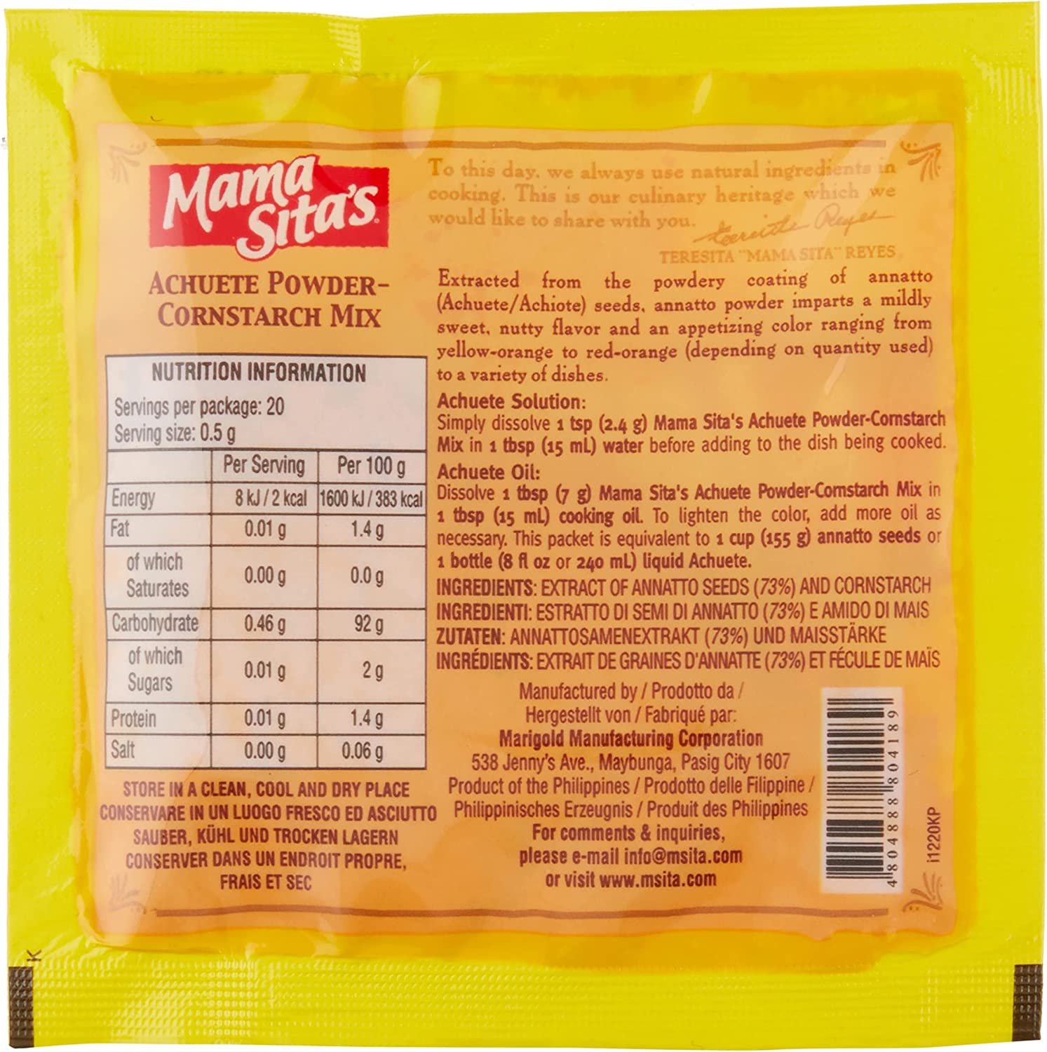 Mama Sita'S Achuete Annatto Powder, 10 G image number 3