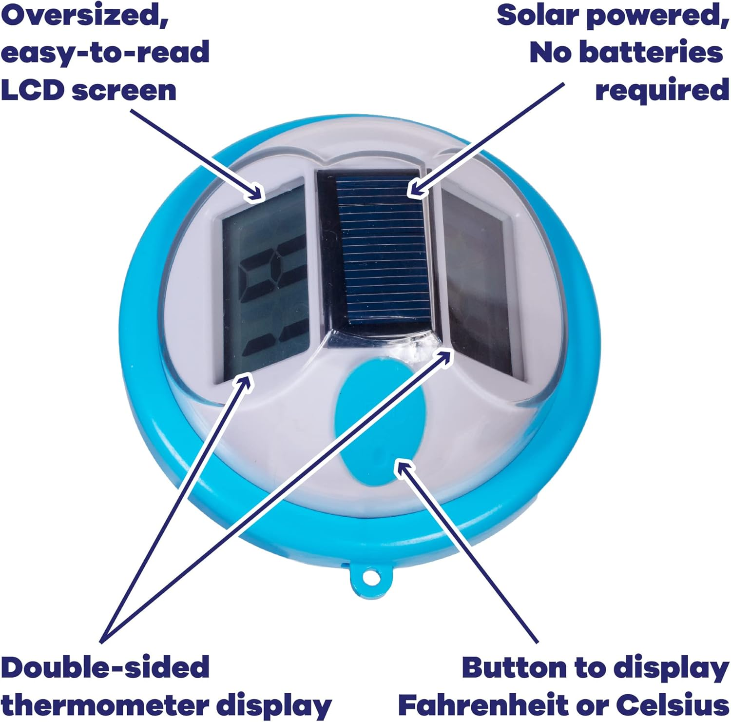 GAME 14030-BB Solar Digital Pool & Spa Floating Thermometer, Solar Powered, Fahrenheit & Celsius, Double-Sided Display, LCD Screen, Light Blue image number 4
