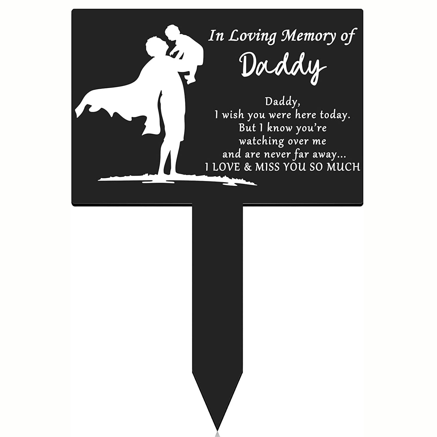 Cemetery Decorations for Grave Metal Grave Memorial Decorations Stake Plaque Grave Markers Outdoor Waterproof for Dad(Memory of Daddy) image number 1