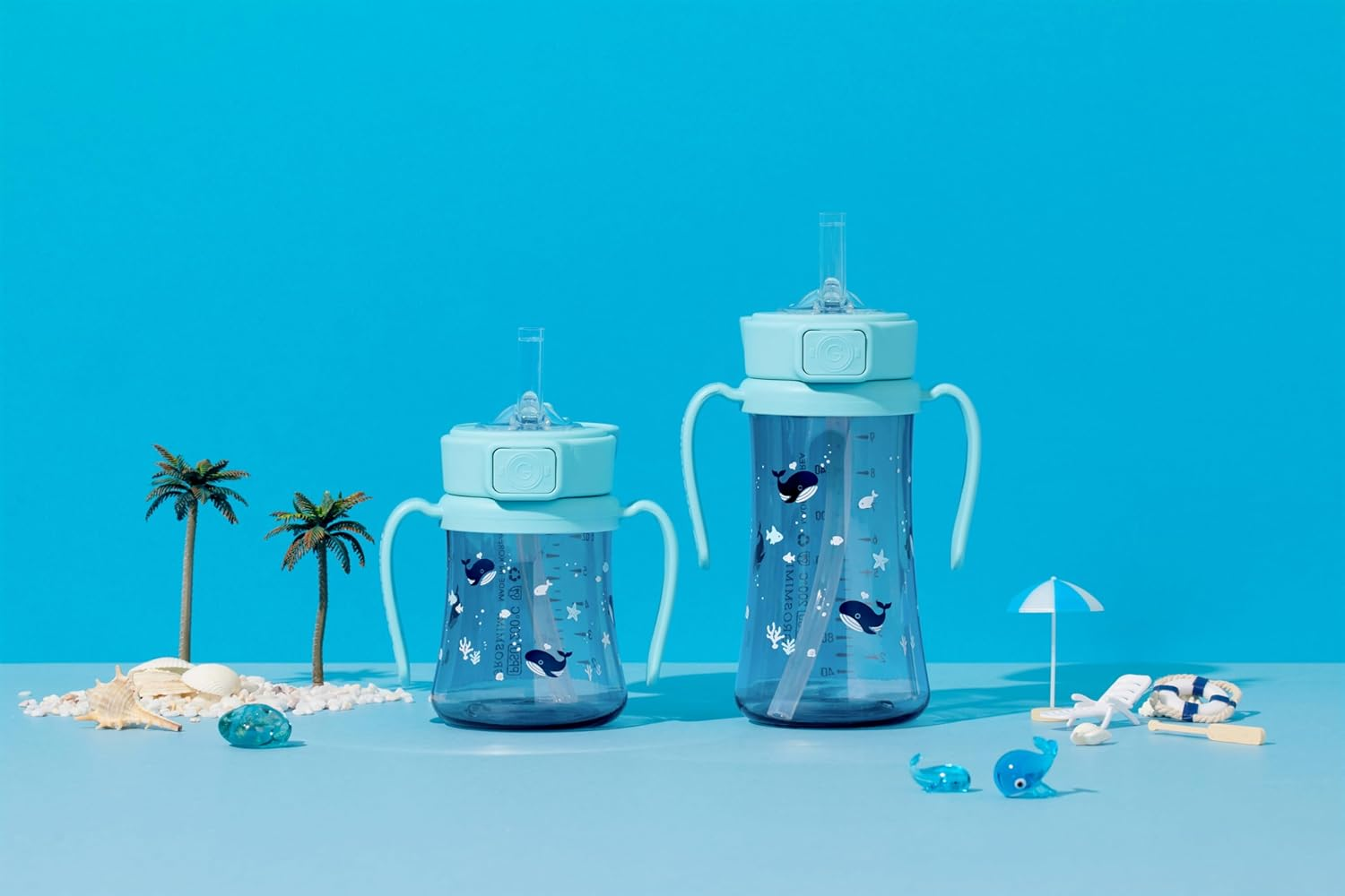 Grosmimi Whale Dark PPSU Straw Cup 300Ml(Creamy Blue)