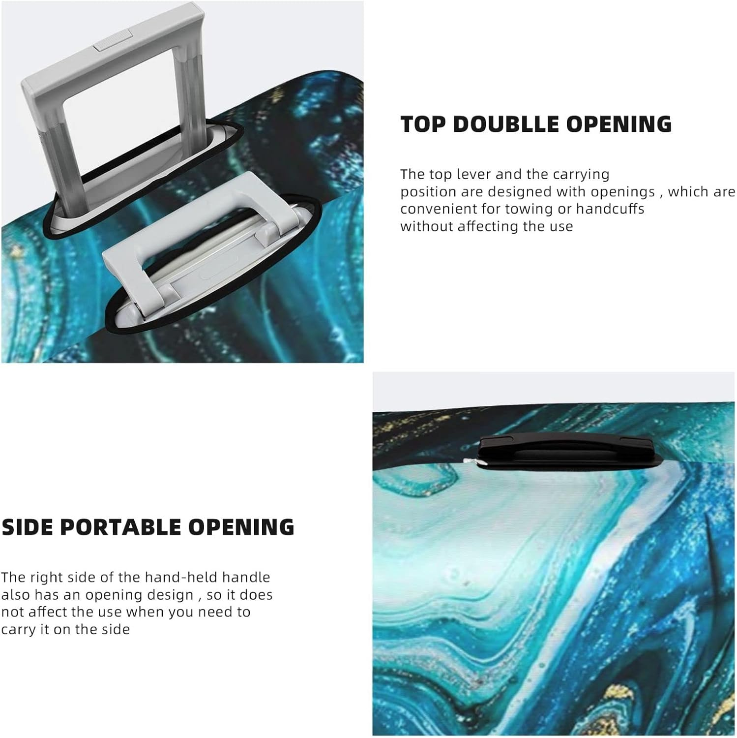 Stone Blue Gold Marble Luggage Cover Anti-Scratch Suitcase Protector Fits 18-32 Inch Luggage image number 2