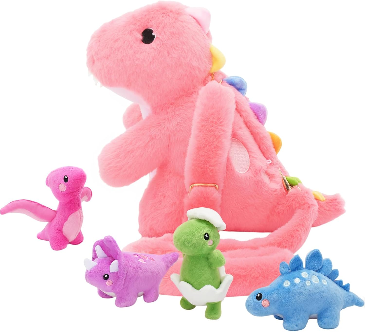 OUOZZZ Highland Cow Stuffed Animals -Plush Toys Set Mommy and 4 Little Cattle Babies Inside, Baby Toys Birthday Gift Present Toys for Girls Boys Kids Toddler Infant