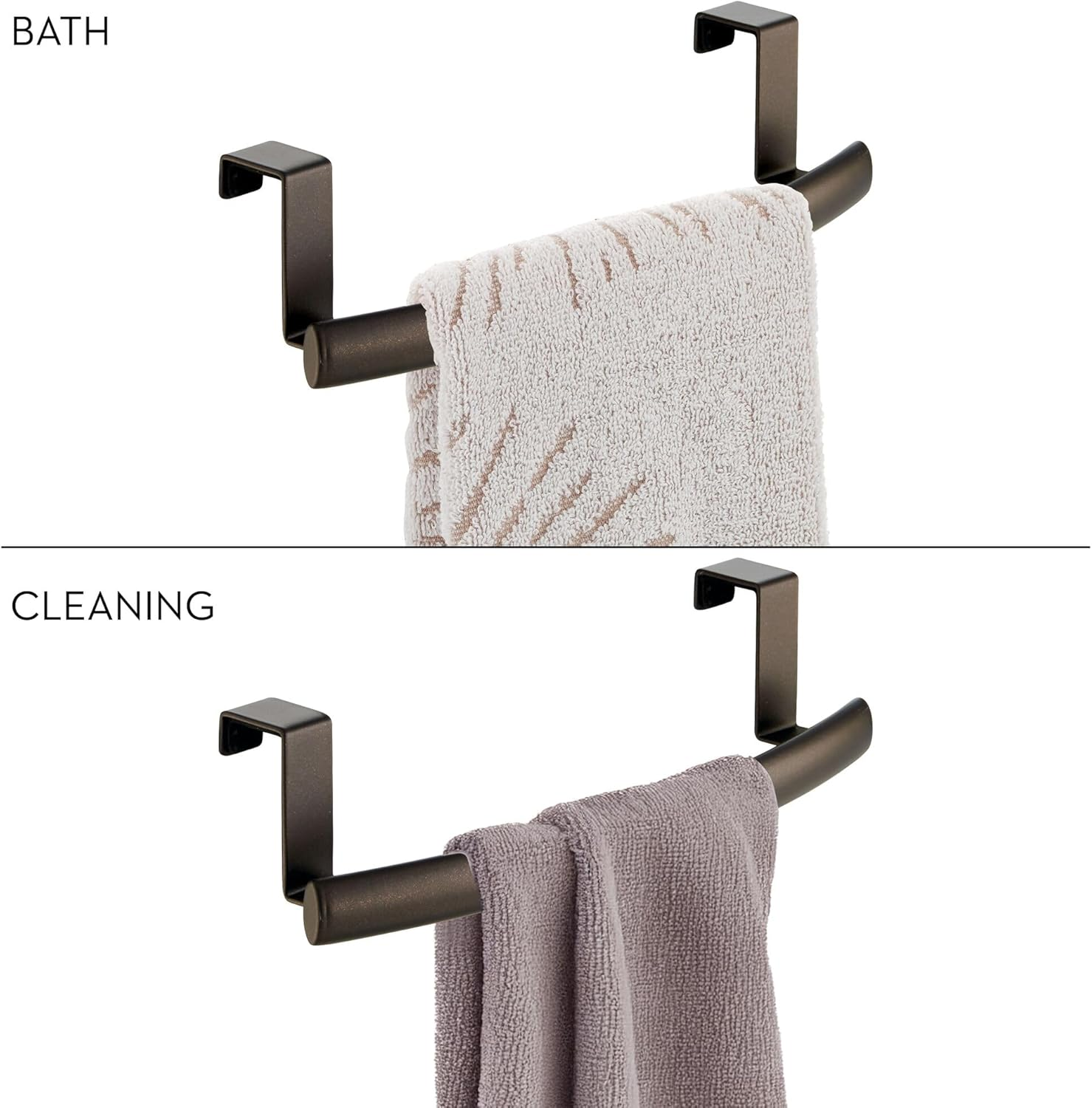 Interdesign Axis over Door Towel Bar, Small Metal Towel Rack, Towel Holder for the Home, Bronze image number 4