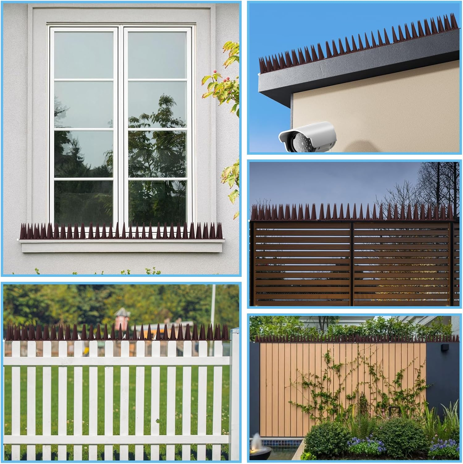 24 Pack Bird Spikes, Outdoor Bird Deterrent Fence Spikes Pigeon Spikes Used to Prevent Birds or Animals from Approaching for Garden Fence Wall Railing Roof (Brown) image number 2