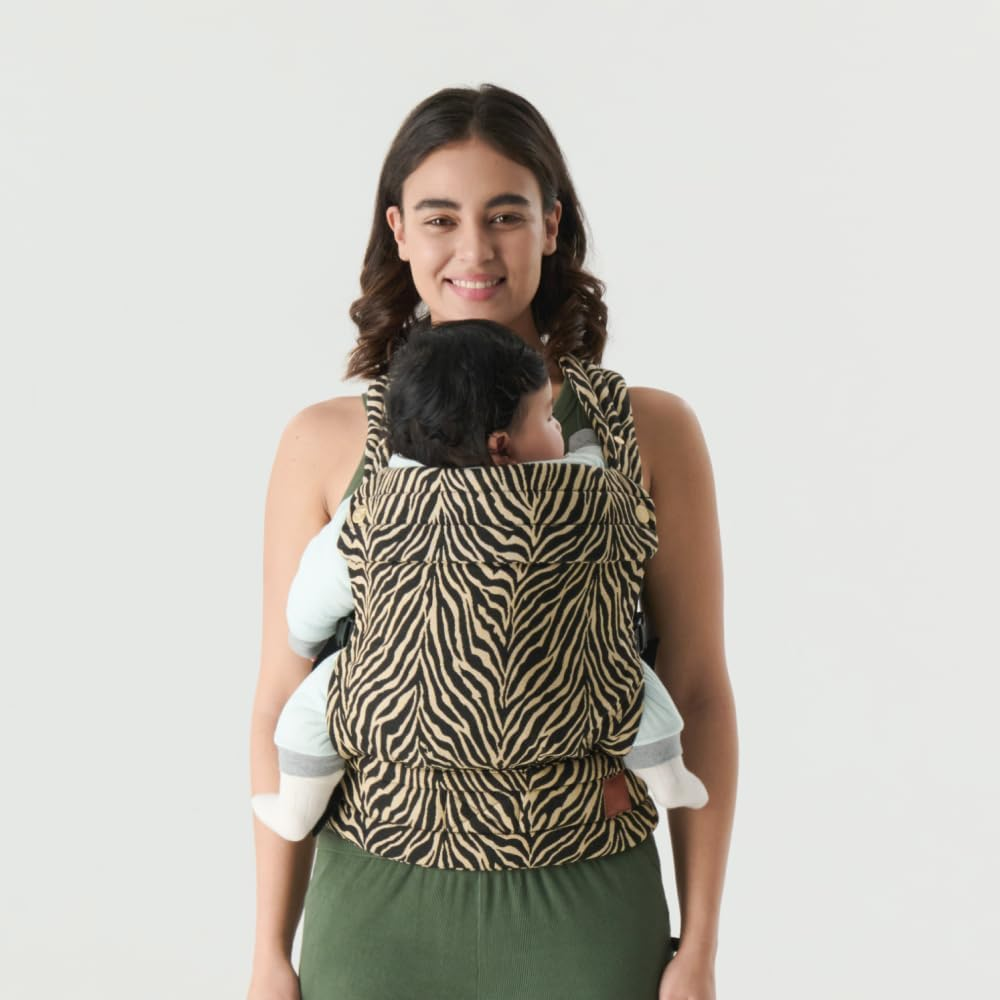 Baby Carrier for Newborns to Toddlers | Cozy Wrap with Lumbar Support | Soft Fabric, 7-35Lbs Adjustable Fit | Brown Zebra Pattern image number 4