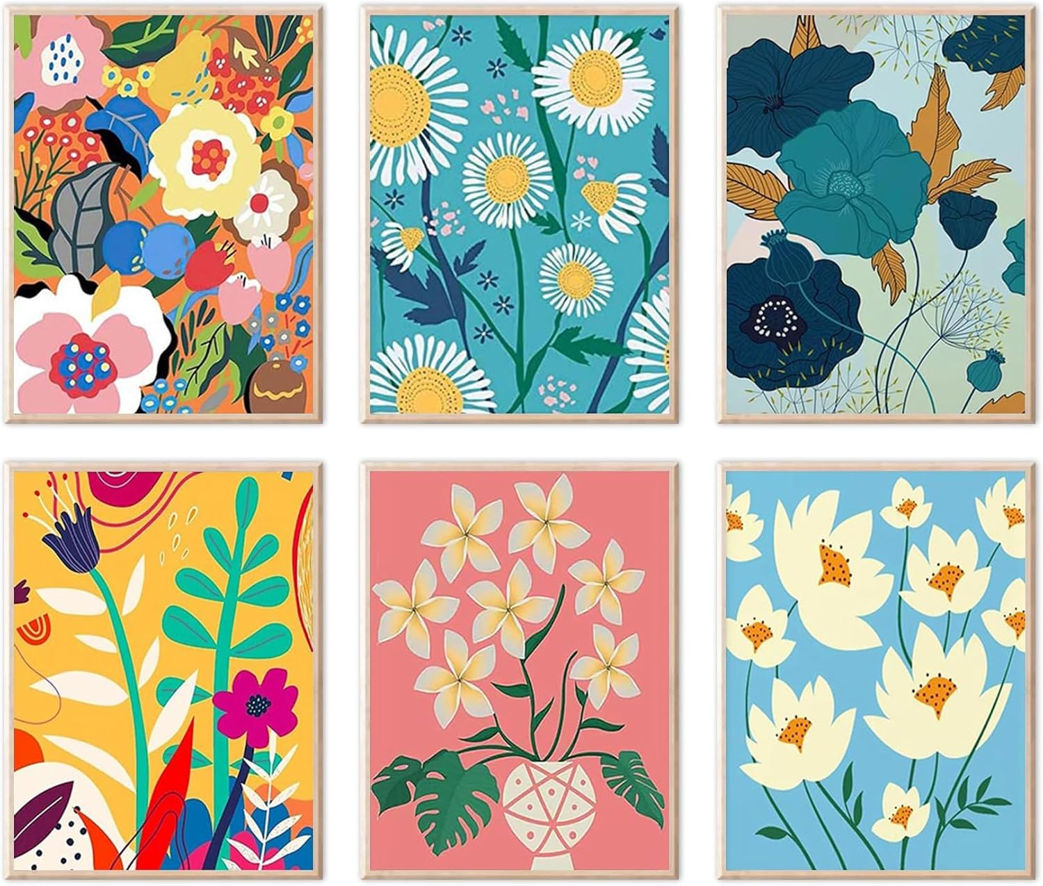 6 Pack Paint by Number for Adults-Paint by Numbers Kit for Adults Flowers, Floral Easy Painting by Number Perfect for Gift Home Wall Decor(6 Pack, 8X12Inch)