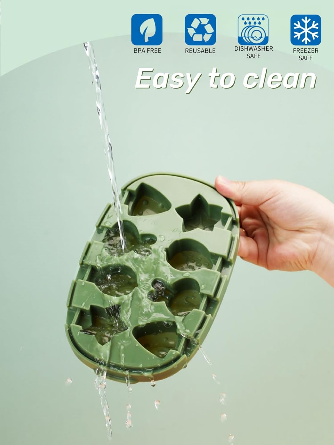 Silicone Popsicle Molds, Cute Cartoon Animal Flower Friut Bunny Molds, Mini Size Reusable Cake Pop Mold Set with Lid and Stick, Easy Release BPA Free (Green-Crocodile(8 Pieces)) image number 5