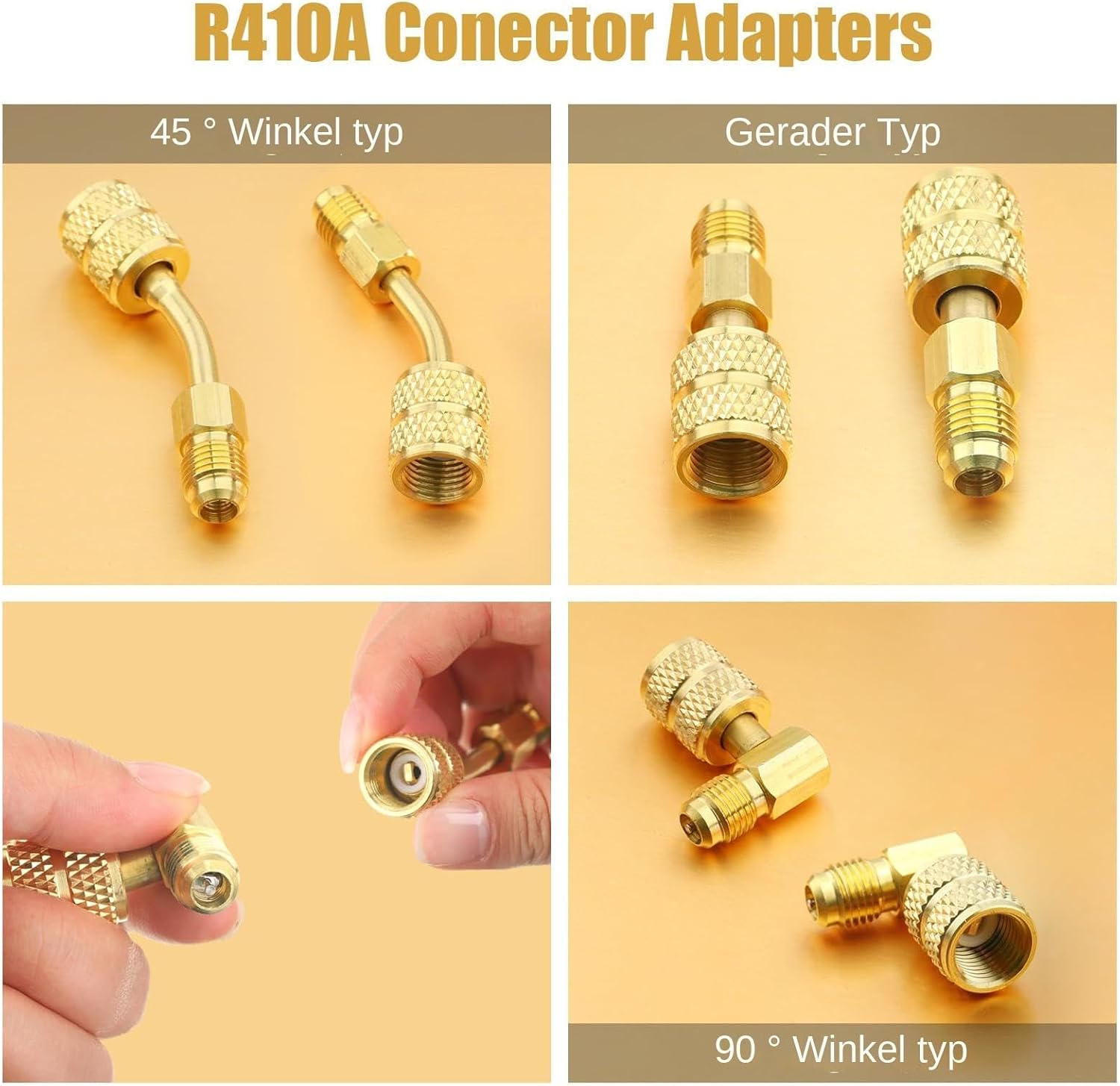Generisch R410A HVAC Adapter, R410A Adapter Kit | Brass AC Fittings and Adapters, Air Conditioning Adapter - Versatile AC Quick Connect Refrigeration Adapter for Split Air Conditioners, HVAC image number 1