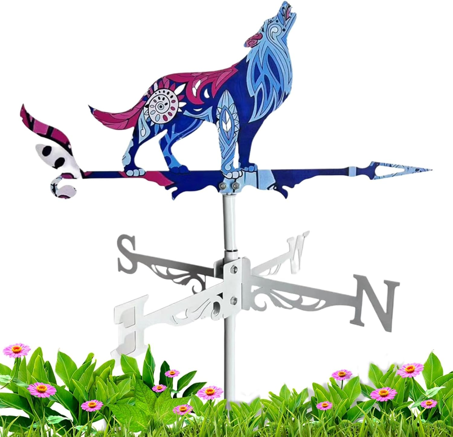 Garden Weather Vane, Farmhouse Roosters Decorations, Metal Rooster Weathervane with Wind Spinner, Perfect Farmhouse Garden Decoration for Backyard and Outdoor Spaces image number 1