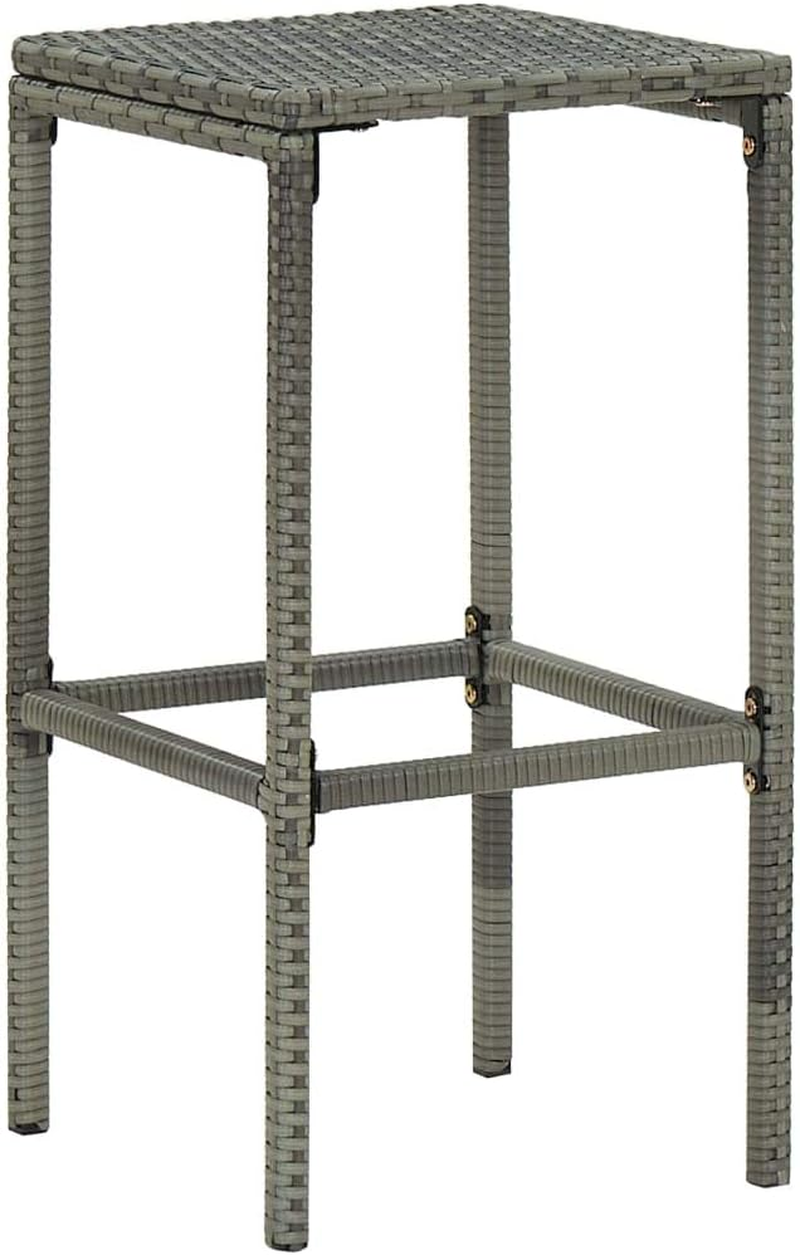 Vidaxl Set of 6 Poly Rattan Bar Stools - Grey, Modern Design, Steel Frame, Weather-, Removable and Washable Seat Cushion image number 2
