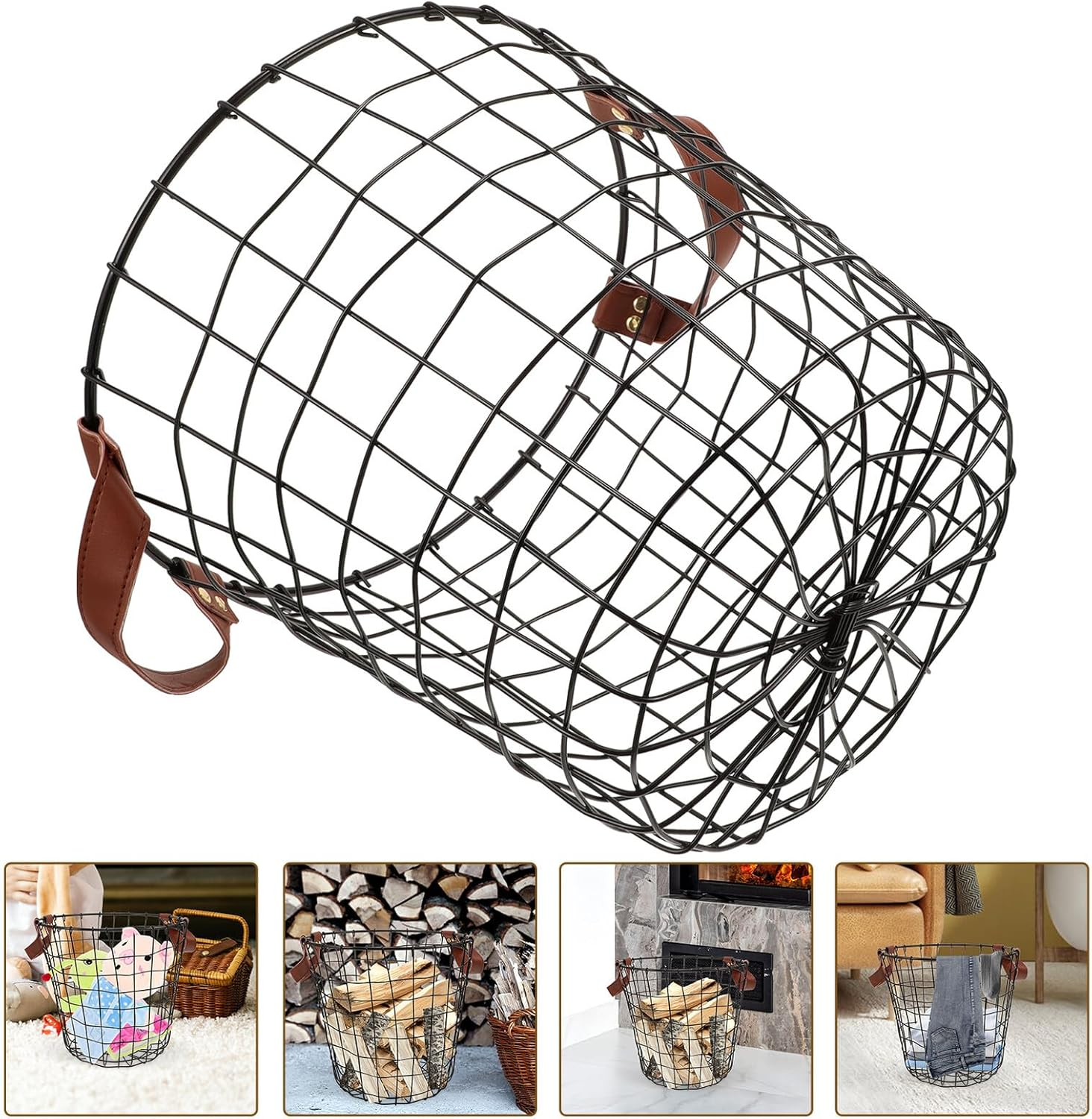 Large Capacity Metal Firewood Basket Organizer for Outdoor and Indoor Use Iron Storage Holder with Stylish Farmhouse Design Multi-Purpose Firewood Log Holder for Camping and Home image number 3