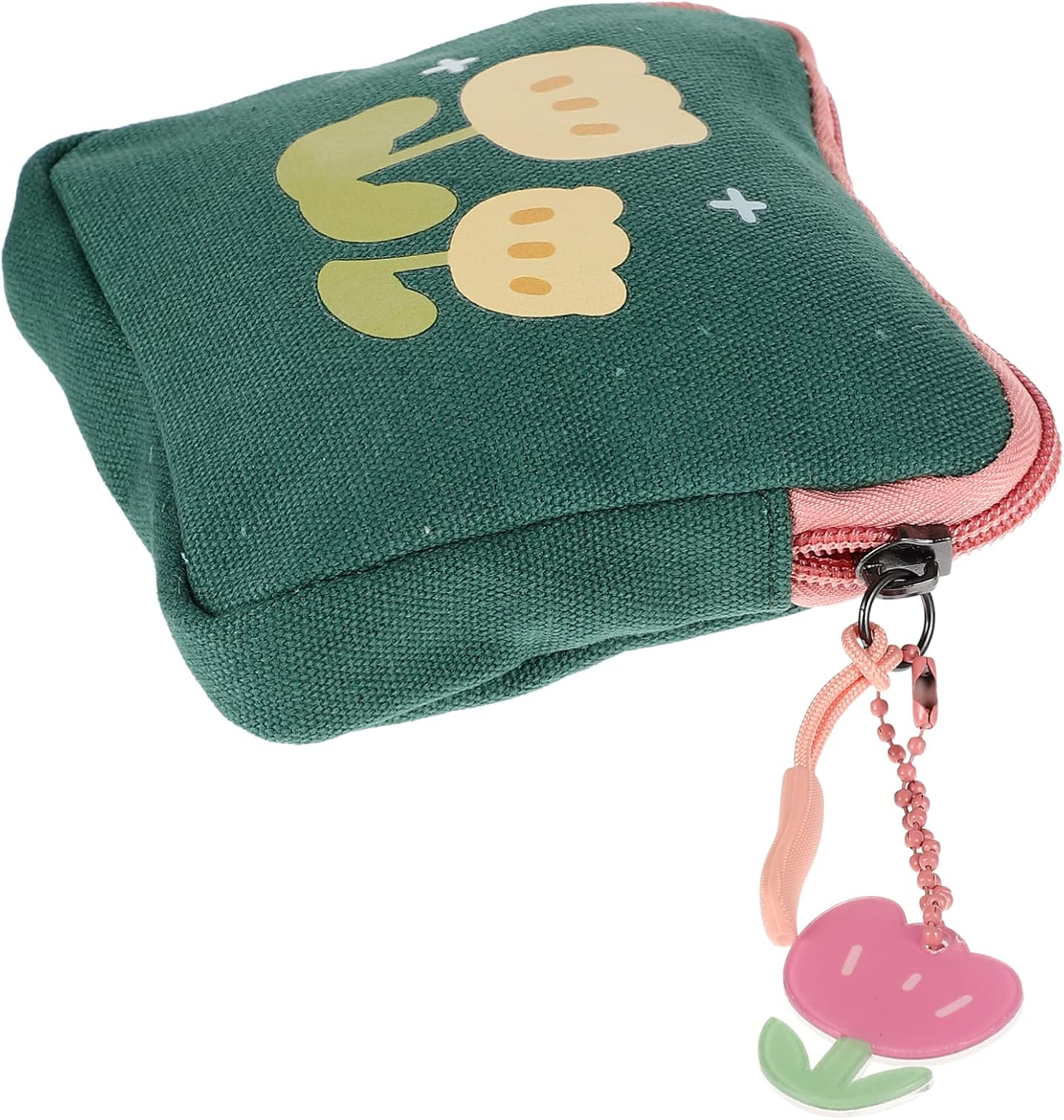 GOOHOCHY Floral Square Coin Purse Teen Storage Bag for Periods Nappy Bags Sanitary Napkin Pouch Lightweight Portable for Students Outdoors