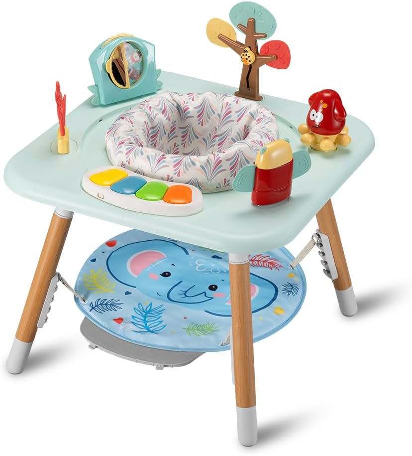 Playpals Baby Activity Center, Baby Jumpers and Bouncers with 6 Removable Toys, 360&deg; Rotary Seat, 5 Adjustable Heights, Interactive Play Center for Toddlers Boys Girls 6 Months+ (White)