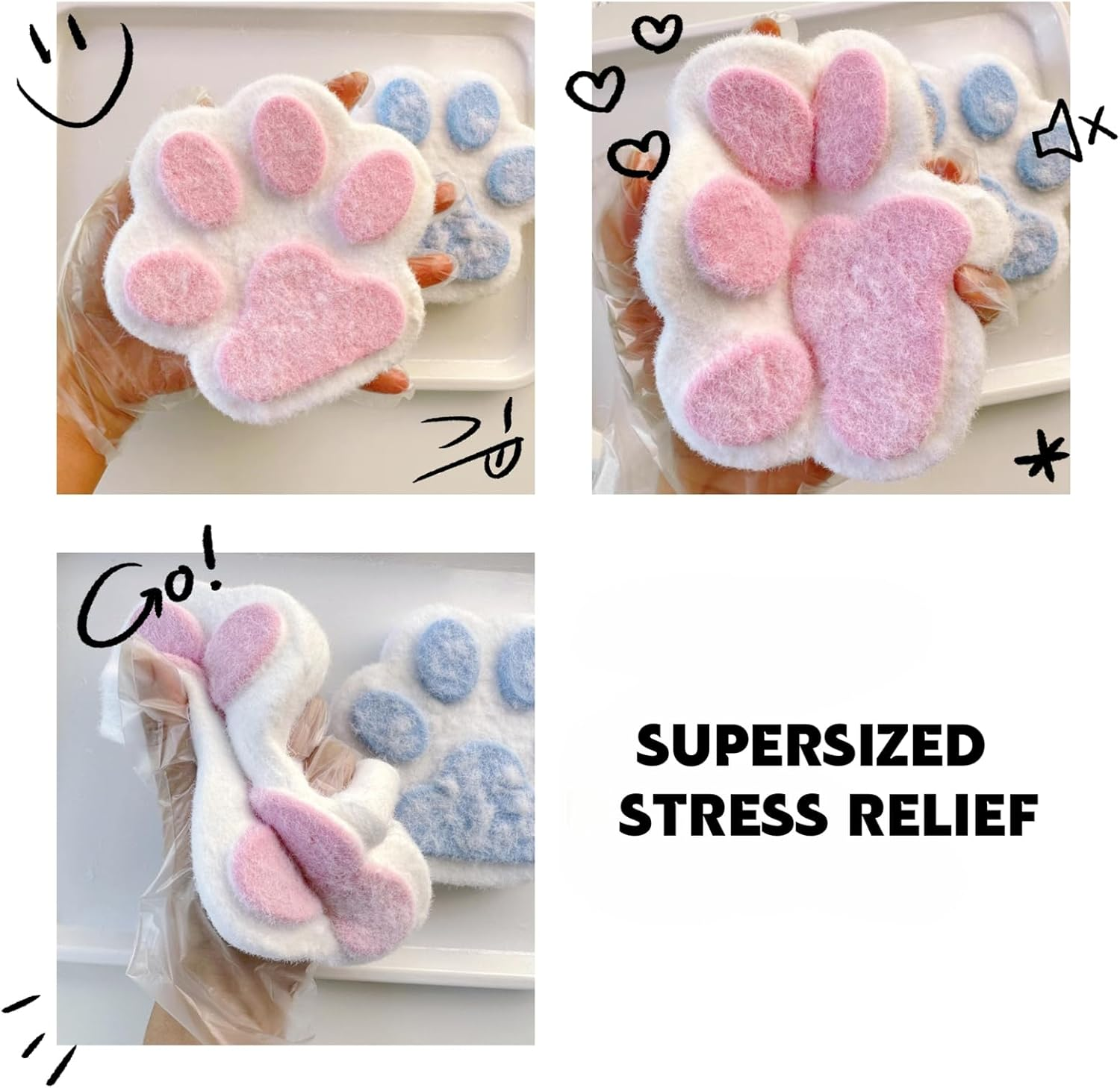 5 Inch Big Cat Paw Squishy Toys for Stress Relief, Cute Cat Paw Design, Adorable Soft Squeeze Toys for Kids and Adults (Pink) image number 1