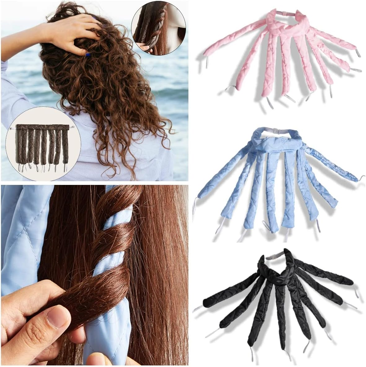 Namvo Octopus Heatless Curling Rod, Silk Heatless Hair Curlers Headband Wave Curls Lazy Curler for Women'S Long Medium Hair Curler Hair Styling Pink