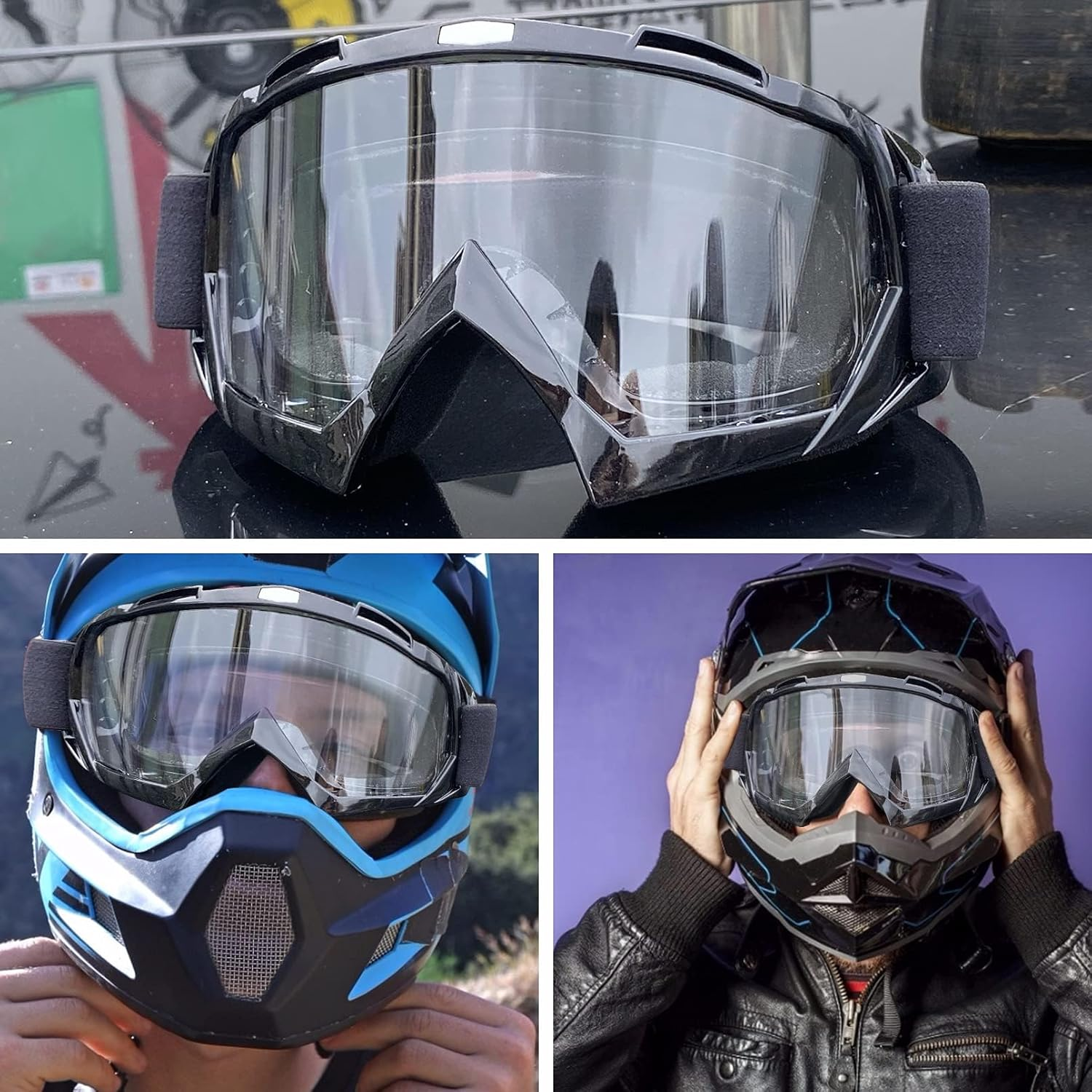 Motorcycle Goggles Dirt Bike Goggles Motocross Goggles Windproof ATV Goggles Dustproof Racing Gogglesscratch Resistant Ski Goggles Protective Safety Glasses PU Resin Goggles image number 5