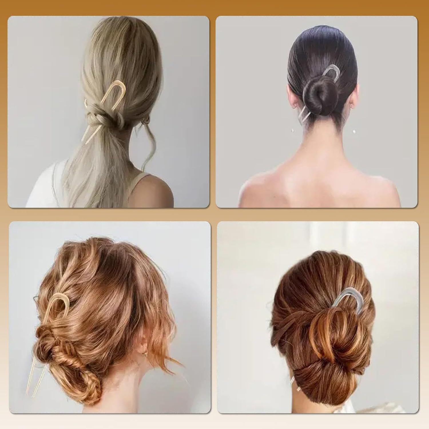 French Hairpin, 2 Pieces Metal Hair Pins, U-Shaped Hair Pins, Large French Hair Pins, Twist Hair Pin & Hair Forks for Women and Girls, Vintage Hair Accessories for All Hair Types image number 2