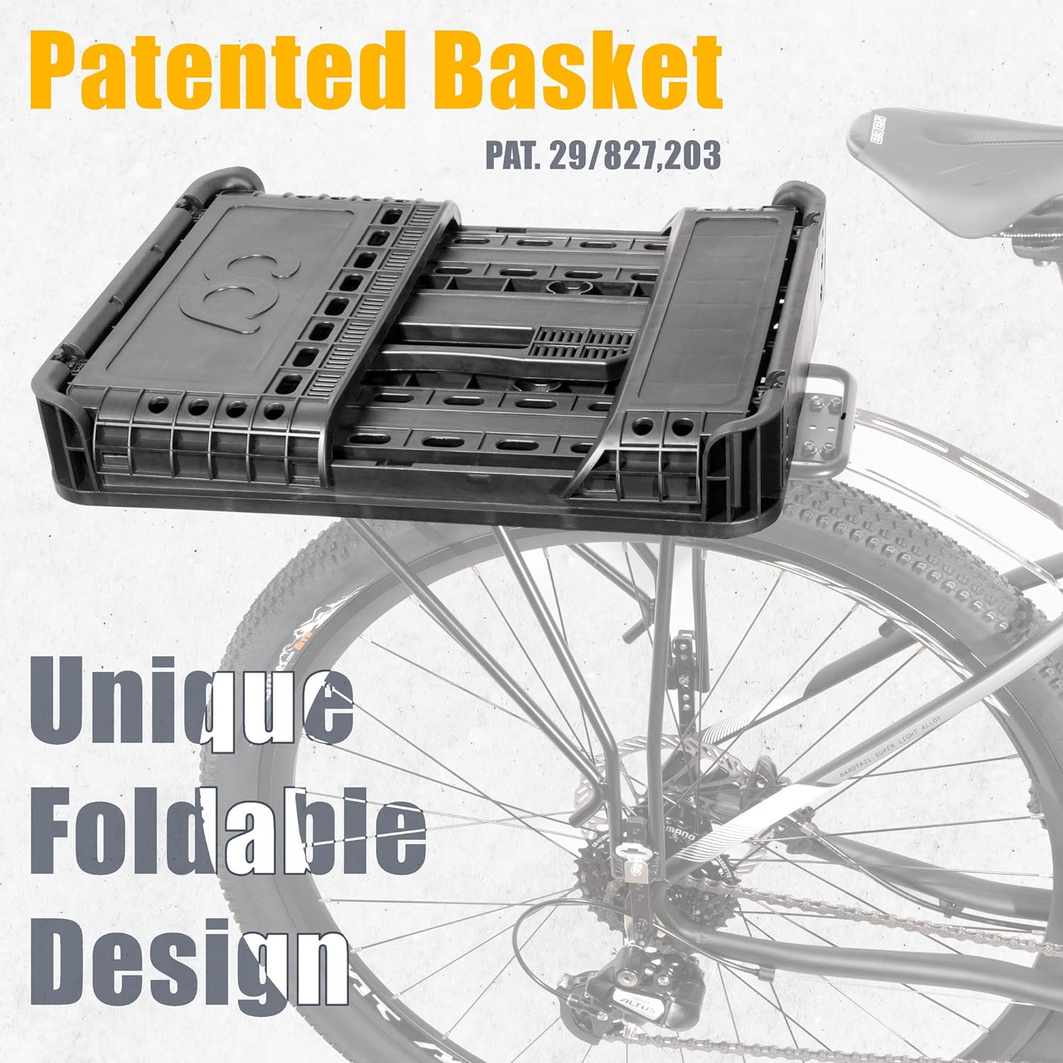 Cyclingdeal Foldable Rear Bike Basket - Patented Design Easy to Install Bicycle Basket with 34L Large Capacity - Premium Quality Basket for Bike Durable Resistant to Heat & Corrosion image number 1