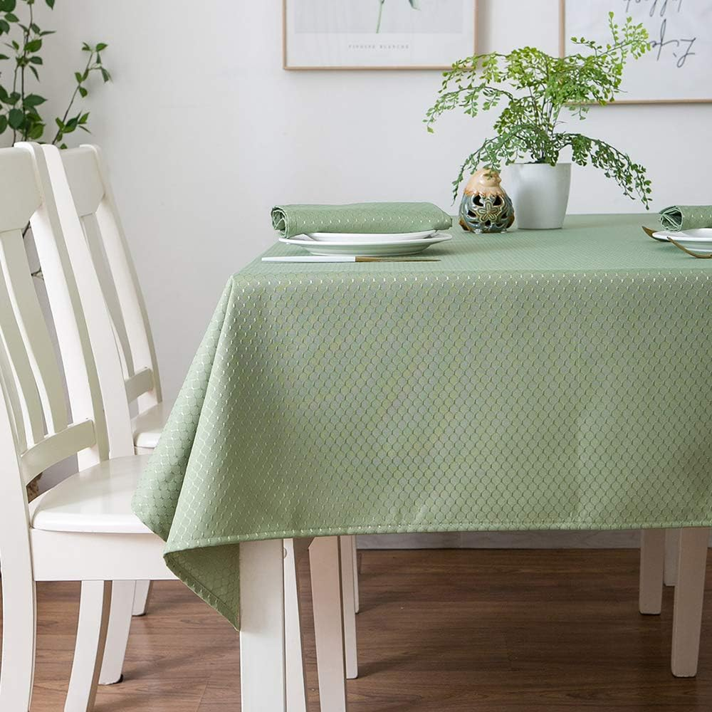 Tektrum Heavy Duty 60 X 120 Inch Rectangular Elegant Waffle Weave Check Jacquard Tablecloth Table Cover-Waterproof/Stain Resistant/Wrinkle Free-Great for Dinner, Banquet (Light Sage Green) image number 6