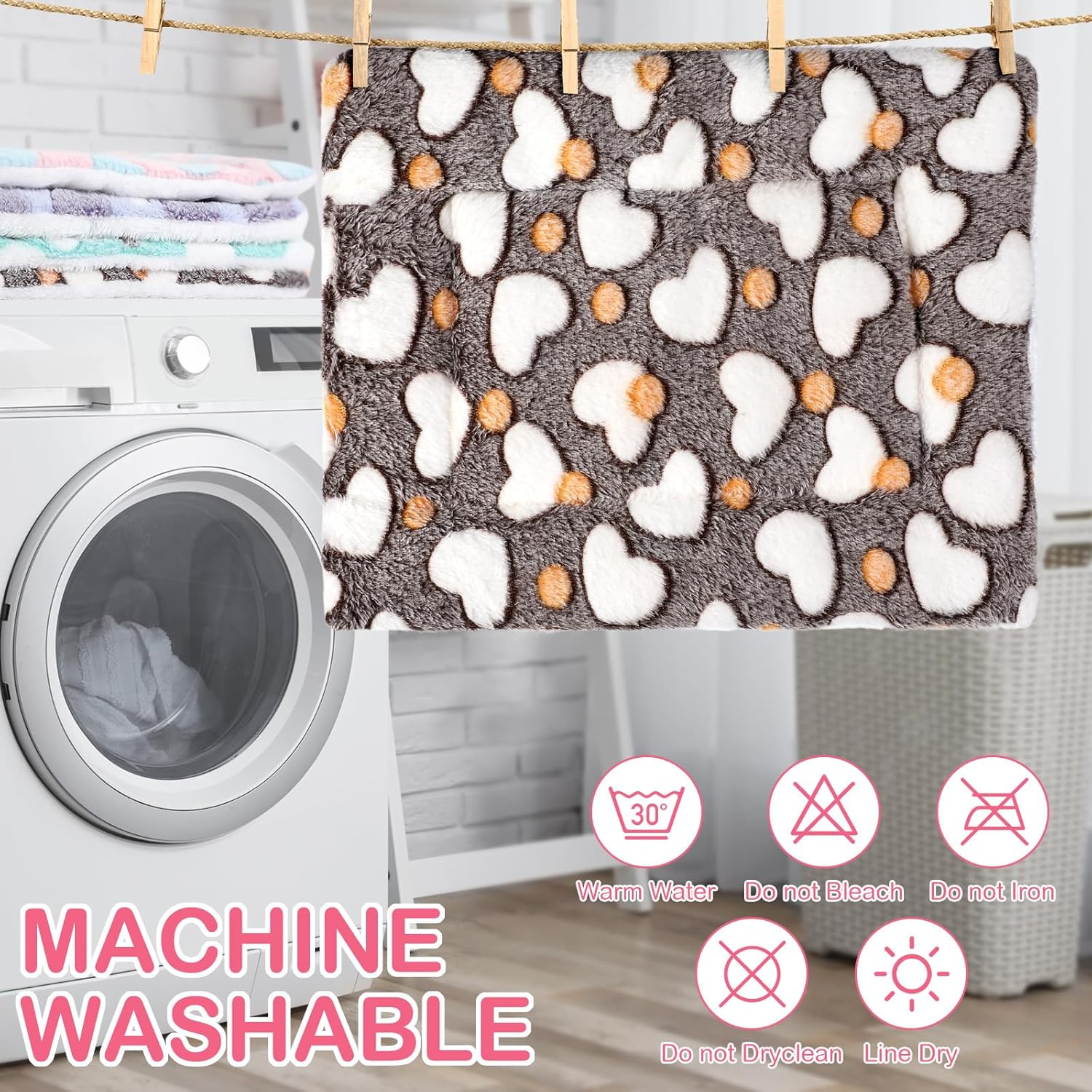 Haull 4 Pcs Waterproof Guinea Pig Bedding Guinea Pig Bed Plush Cage Liners Soft Rabbit Dog Cat Mat Reversible Cozy Winter Animal Pee Pad Hamster Bunny Mat Accessory(Heart,13 X 10 Inch) image number 1