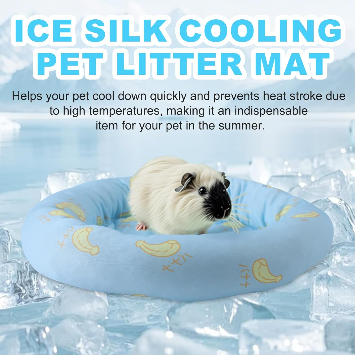 KASESSS Small Pet Cooling Mat, Small Animal Cool Mat, round Cooling Pads, Ice Pet Cool Mat, 20.5Cm Diameter Summer Ice Silk Sleeping Bed Pad for Rabbit Bunny Hamster Guinea Pigs, Lightweight, Blue image number 3
