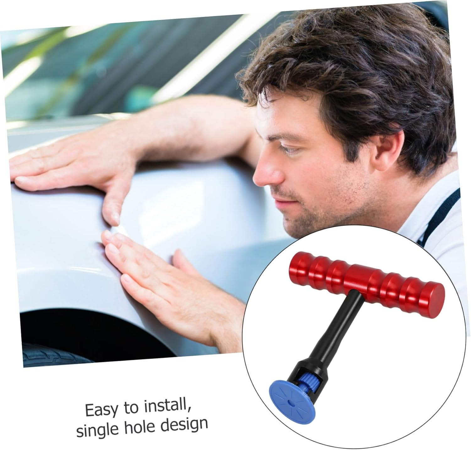 PLAFOPE T-Handle Dent Puller and Dent Remover Tool Set for Automotive Body Repair with Mini T-Bar and 18 Puller Tabs for Sturdy Grip Design for Efficient Hail Damage Fixing image number 3