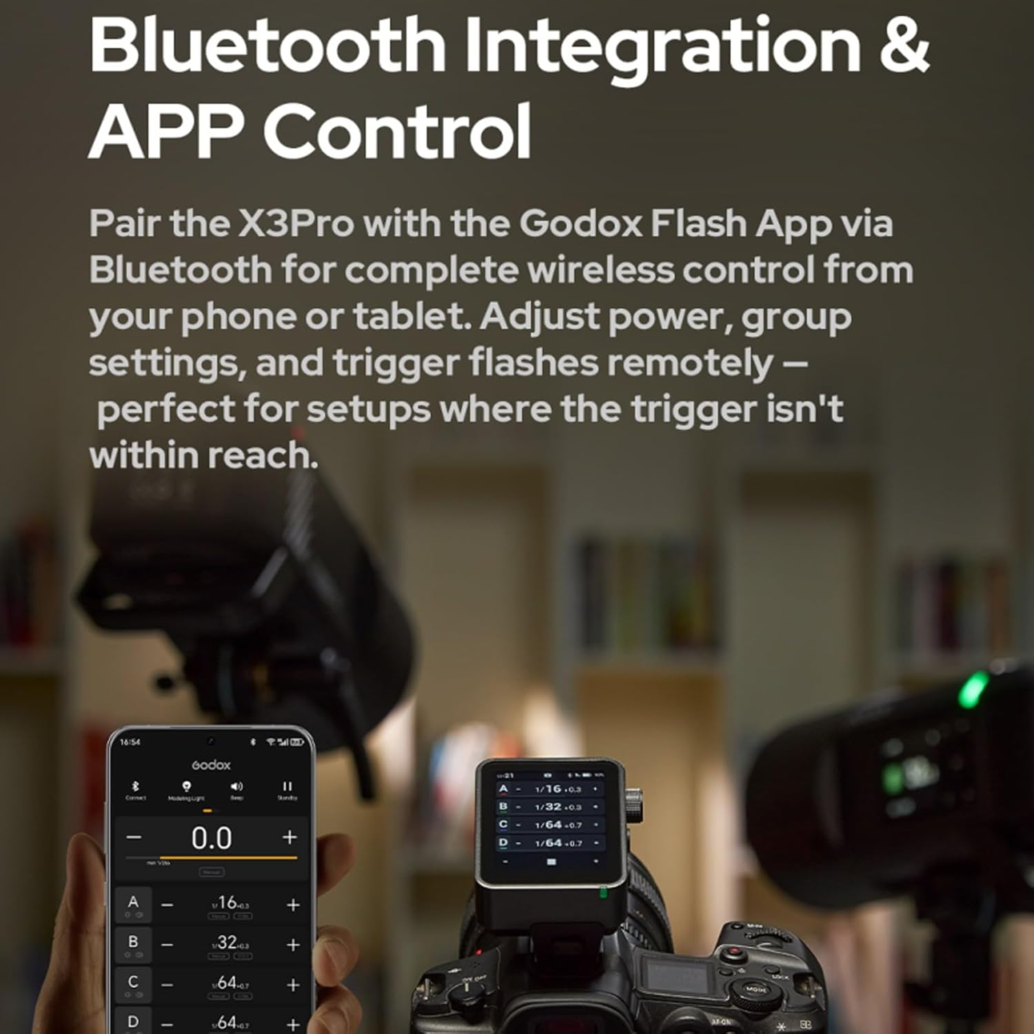 Godox X3 Pro S X3Pro S Touchscreen TTL Flash Trigger for Sony, 2.4G Wireless, 2.4" LCD Screen, Bluetooth Integration & APP Control, Wireless Speedlight Transmitter for Sony Cameras image number 6