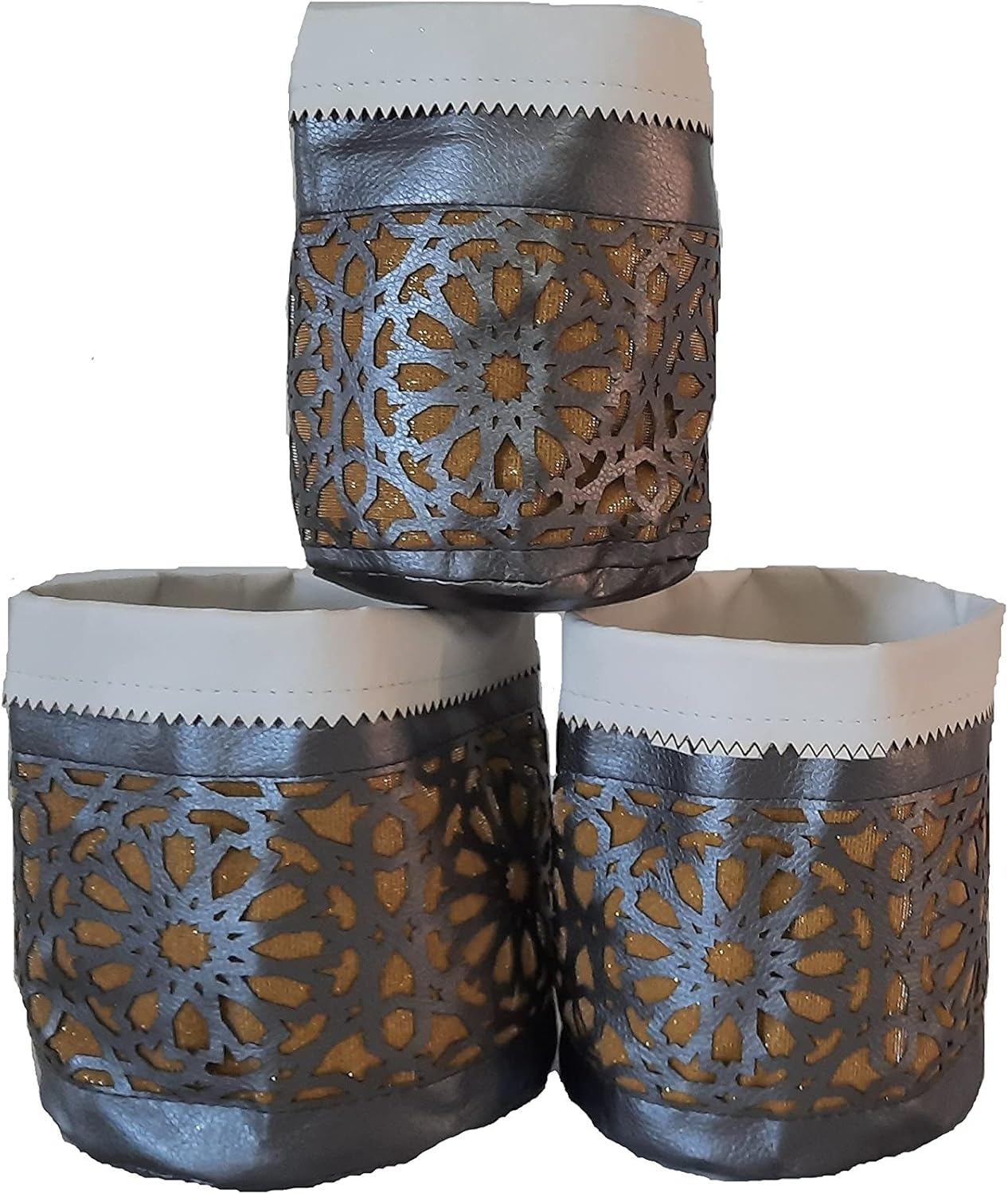 ELAZVIBES Storage Basket - Organiser Basket Set of 3 - Oriental Pattern - round Baskets Utensilo - Gift Basket Table Basket Organiser Storage - Baskets