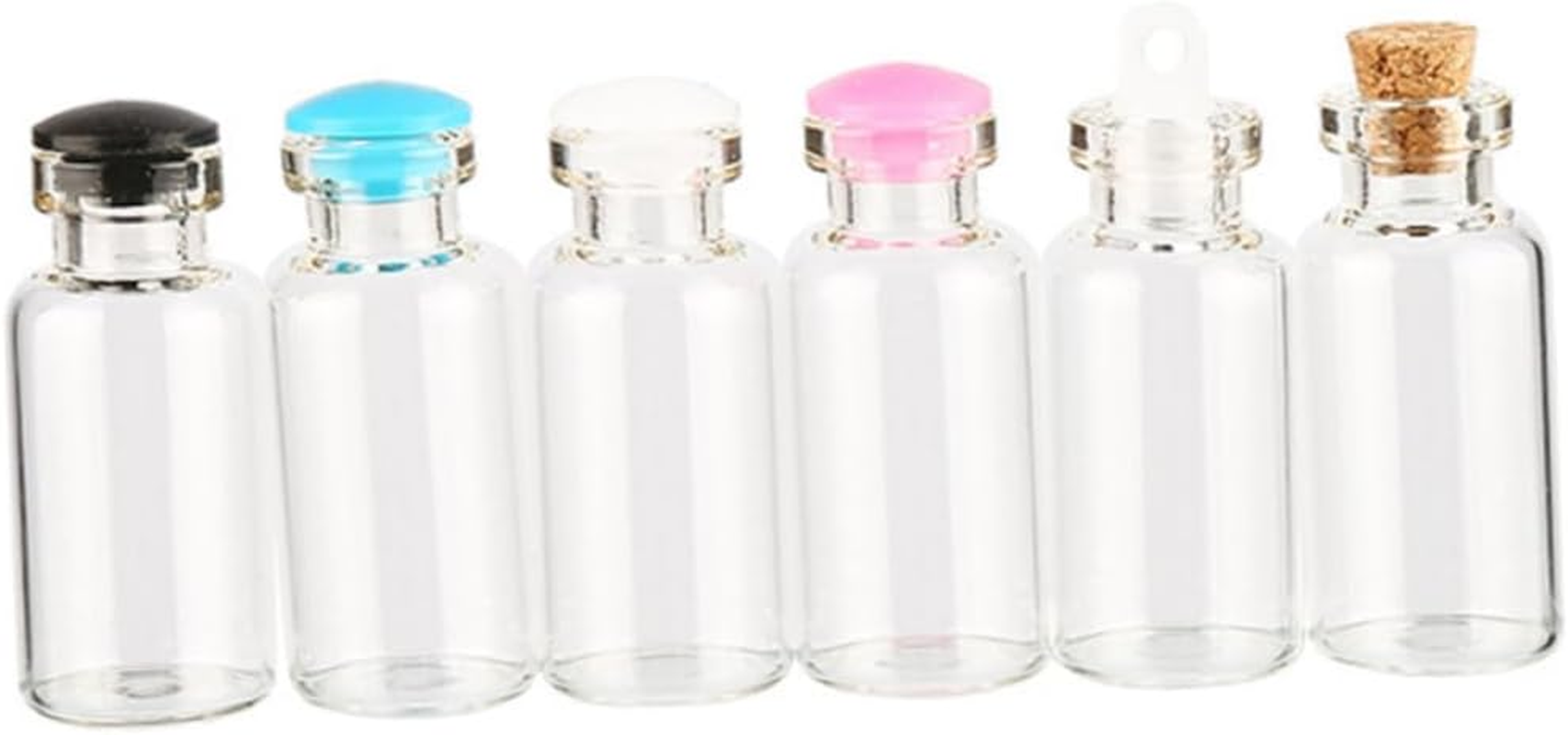 50Pcs Mini Glass Jars Silicone Assorted Wish Bottles for Messages Weddings Party Favors Craft Decoration image number 6