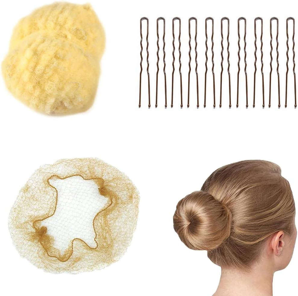 50 Pieces Invisible Hair Net Elastic Mesh Side Ties 10 Pieces Hair Clip Dancing Chignon Mesh Set Invisible Chignon Net for Women image number 3