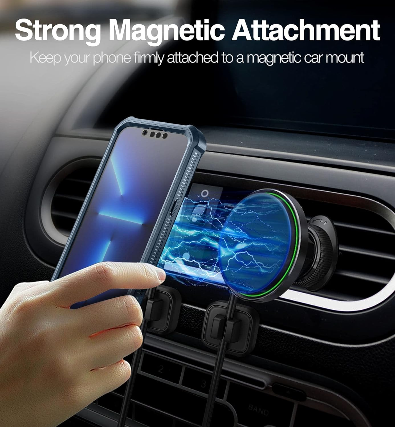 DEXNOR for Iphone 13 Pro Case Compatible for Magsafe[Built in Screen Protector and Kickstand]，Heavy Duty Military Grade Protection Shockproof Protective Cover for Iphone 13 Pro - Navy Blue