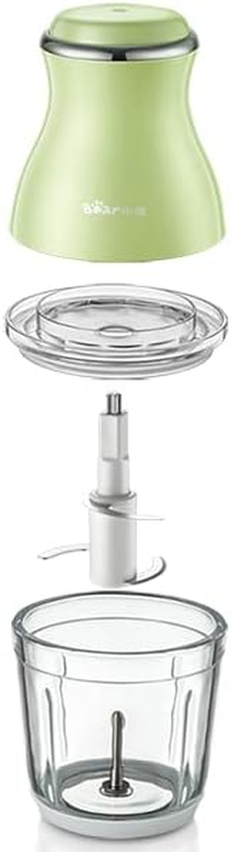 Bear 0.6L+0.6L Double Cups Mini Food Processors & Choppers,300W Solid Copper Motor Low Noise Baby Food Processor for Meet,Vegetable,Fruit and Baby Food,Green image number 2