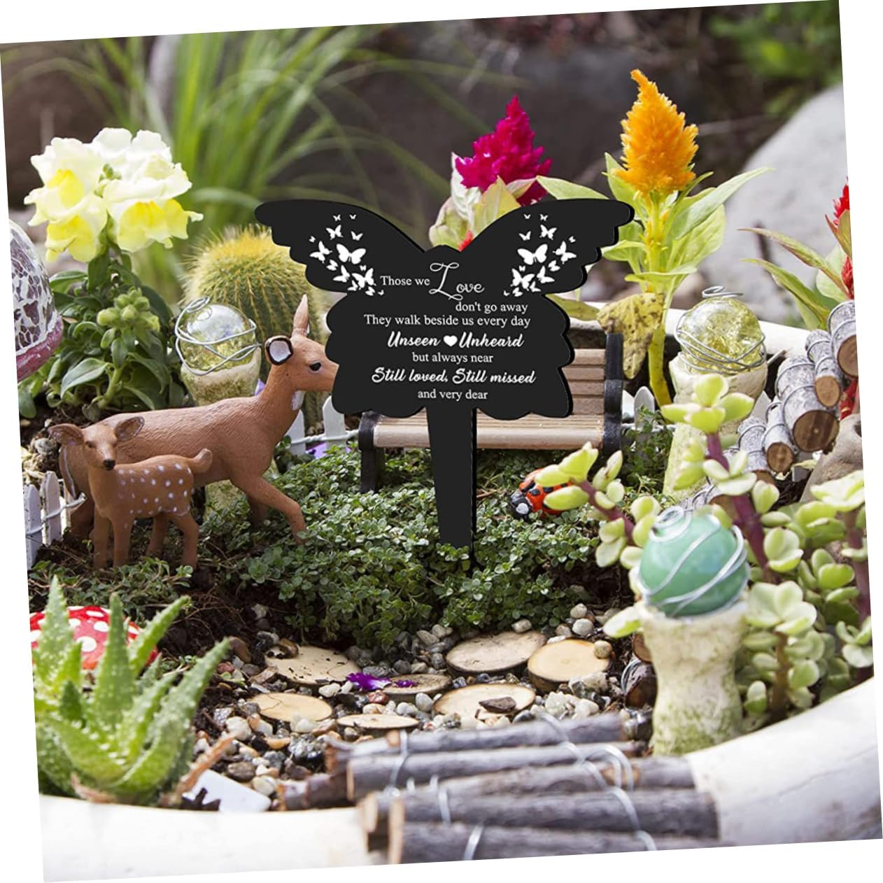 Yardenfun Memorial Butterfly Stake Cemetery Decoration Outdoor Garden Stake Acrylic Butterfly Lawn Ornament Grave Memorial Plaque for Cemetery and Yard Use image number 1