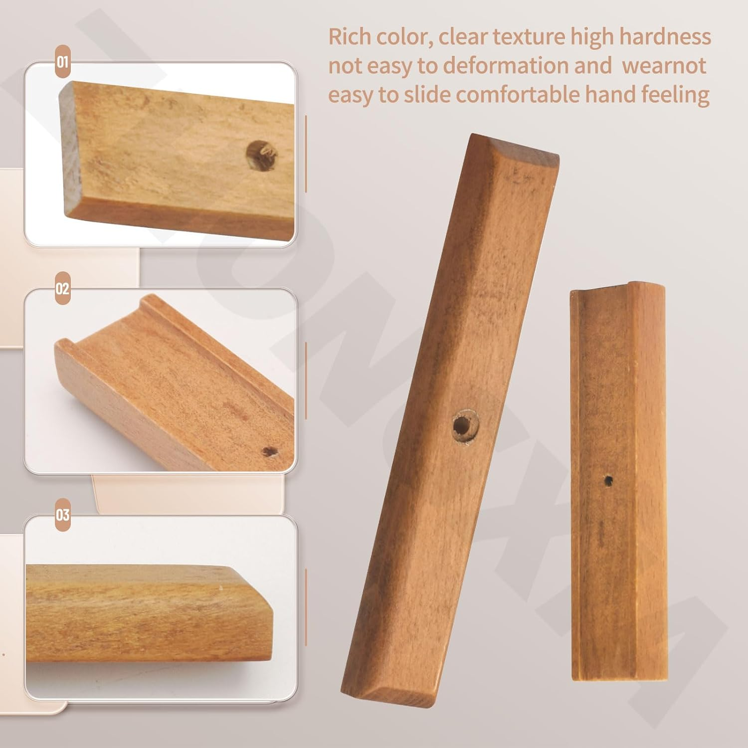 2 Pack Cherry Wood Replacement Handle Compatible with We-Ber Charcoal Grill, Fits 22.5" and 18.5" One Touch Grills and Many Similar Grills and Smokers image number 2