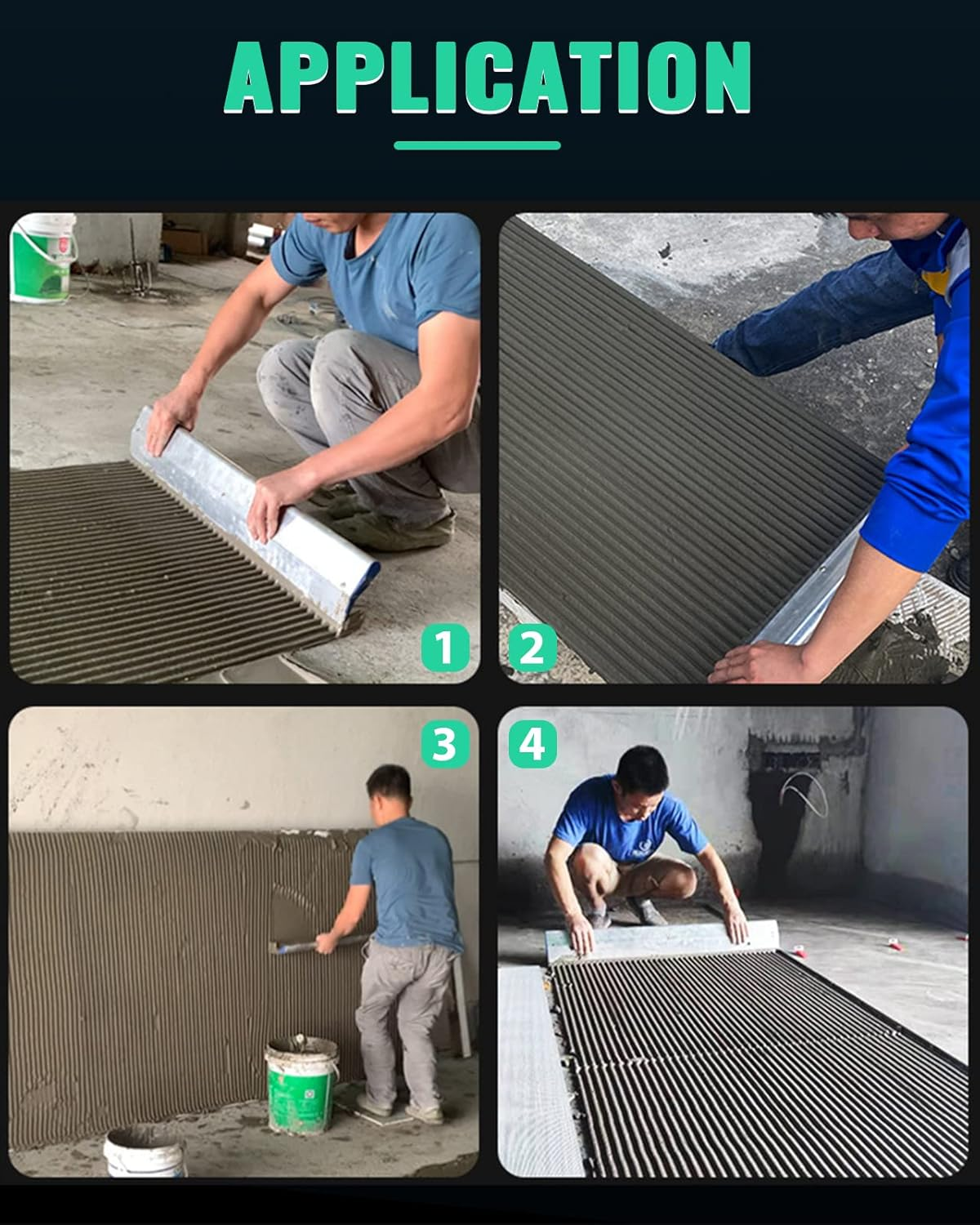 Mxmoonfree Tile Tools 24'' Large Tile Trowel 2/5" X 2/5" Square Notch Trowel Tile Adhesive Spreader, Perfect for Large Tiles Flooring & Tiling Masonry Hand Trowel image number 4