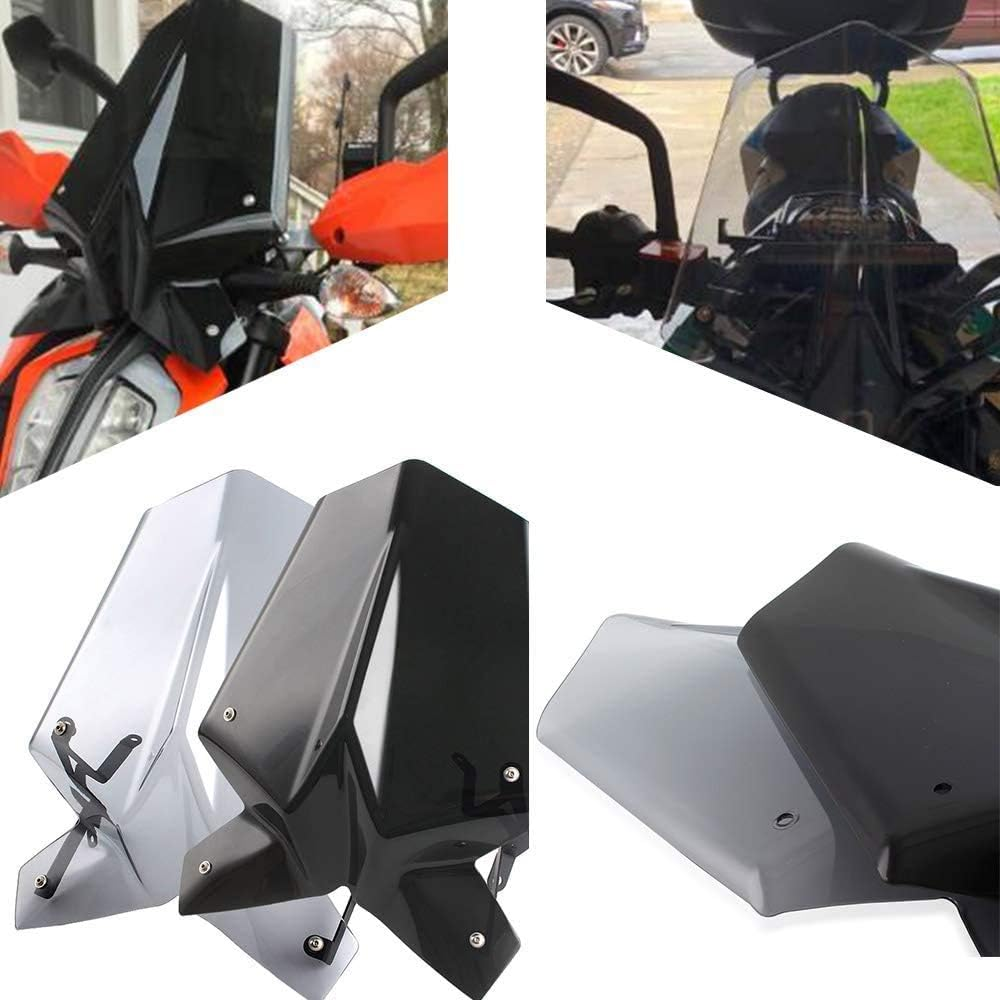Lorababer for Duke125 Duke390 Motorcycle Motorbike Motorcycle Touring Racing Windscreen Windshield Screen Wind Deflector with Mounting Bracket for Duke 125 390 2017-2021 2018 2019 2020 (Light Smoke)
