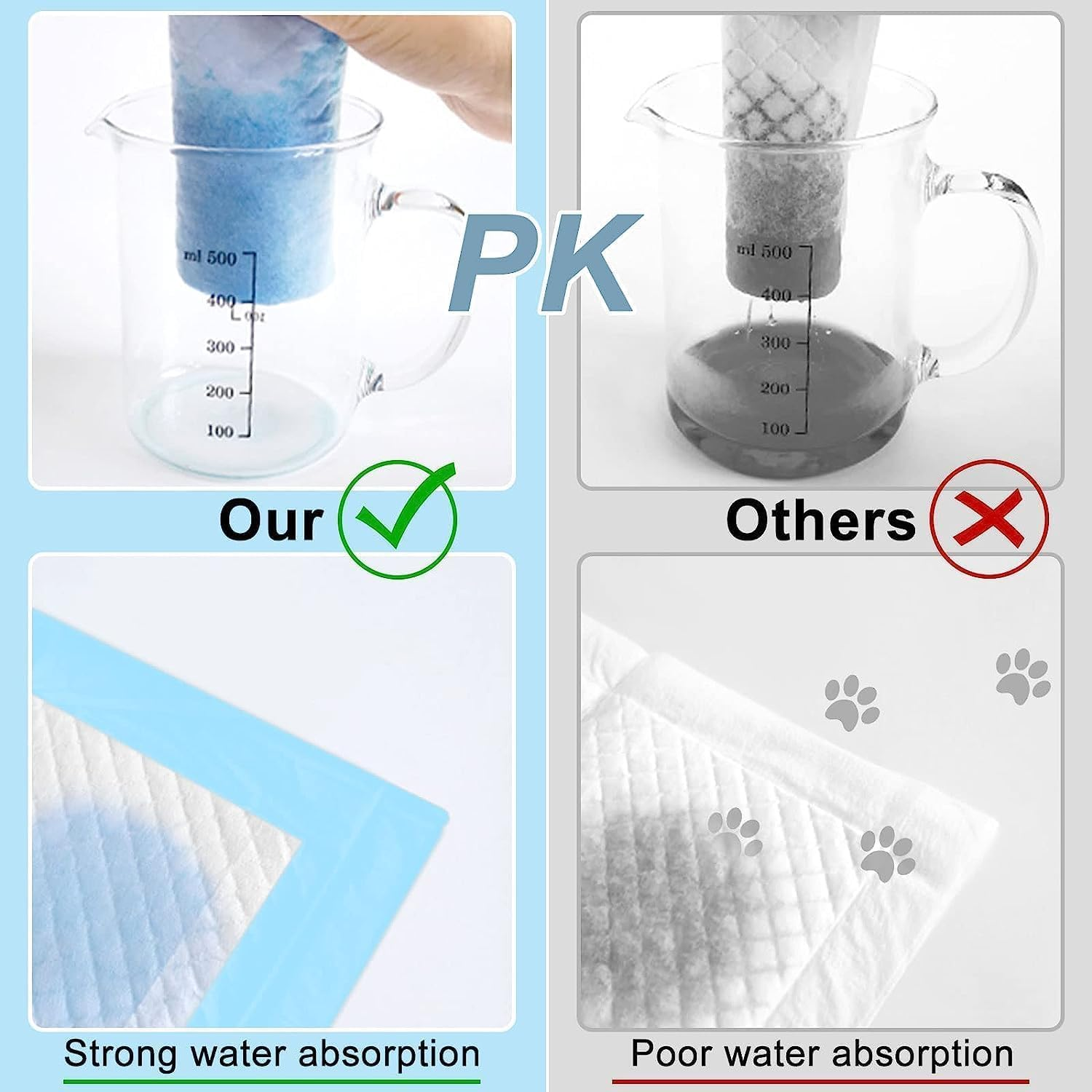 Mumoo Bear 100 Pack-45X33Cm Pet Training Pads 100Pcs, Disposable Dog Pee Pads, Leak-Proof and Super Absorbent, Fast Drying Pee Mats for Dogs,Puppies, Cats, Rabbits, Blue image number 3