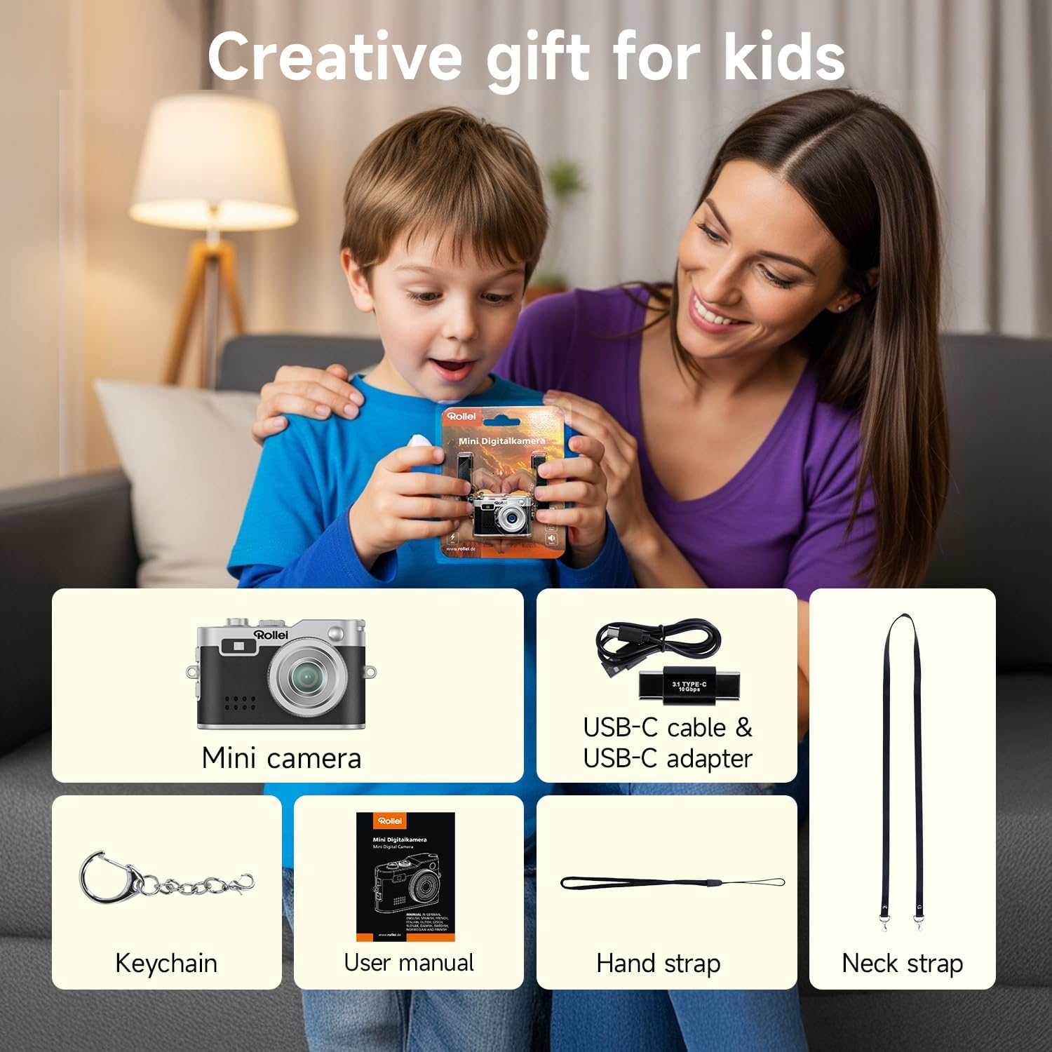 Rollei Mini Digital Camera Vintage Brown 1080P FHD Small Retro Digital Camera with 0.96 Inch Colour Screen 2MP Thumb Camera with Flash & Recording image number 2