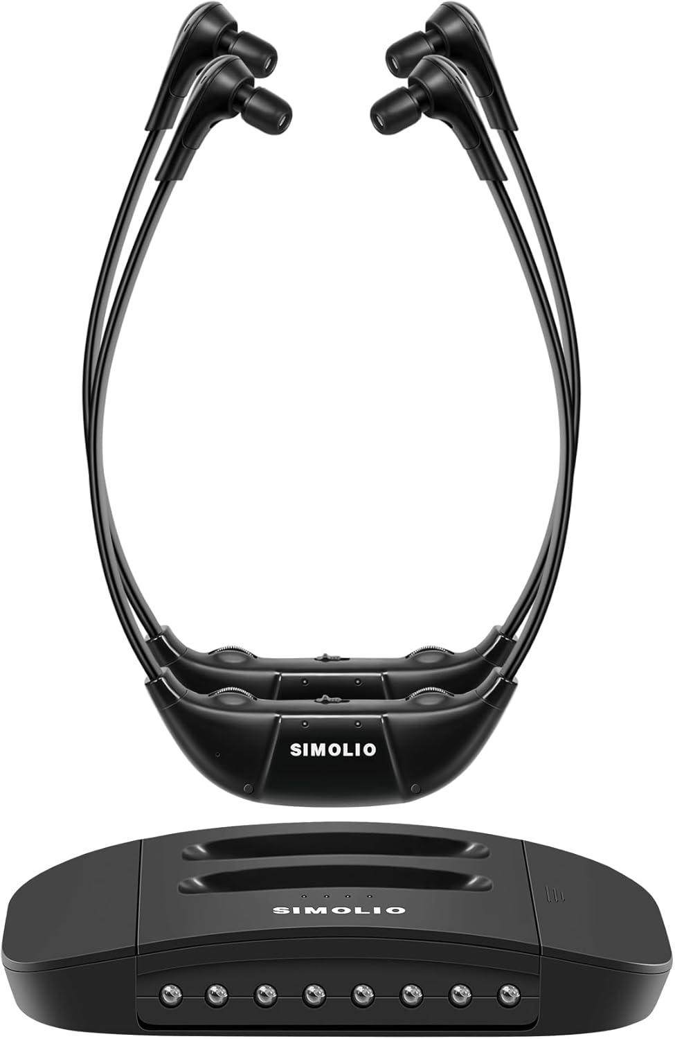 SIMOLIO Duo Wireless TV Headphones with By-Pass, Wireless Headphones for Tvs and Music Systems with L/R Balance Volume Control, Hearing Amplifier for Ambient Sound, Earphones for Seniors